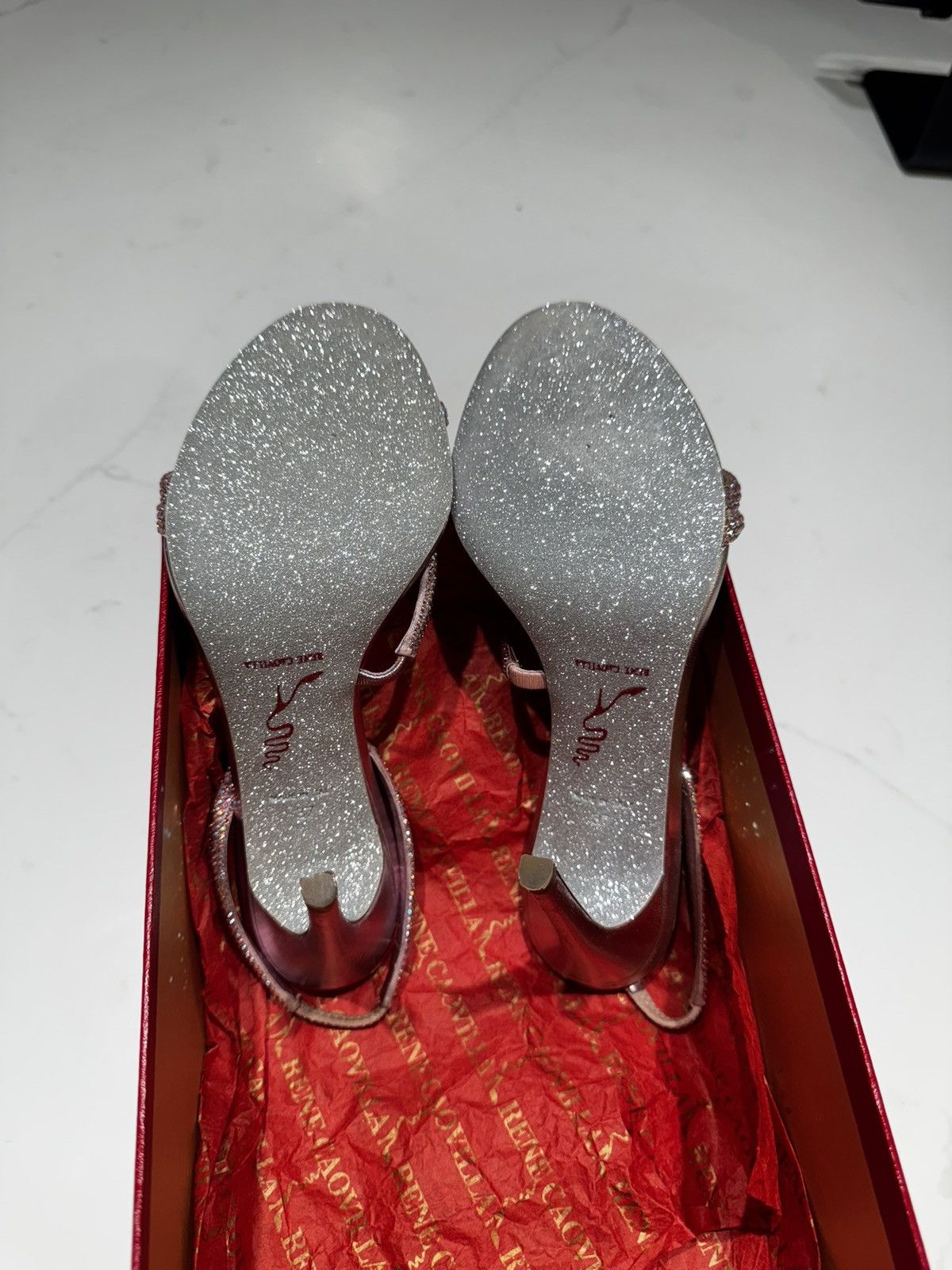 Rene Caovilla Renee Caovila Pink Satin Lamb Crystal Strappy Heels Size US 7 / IT 37 - 3 Thumbnail