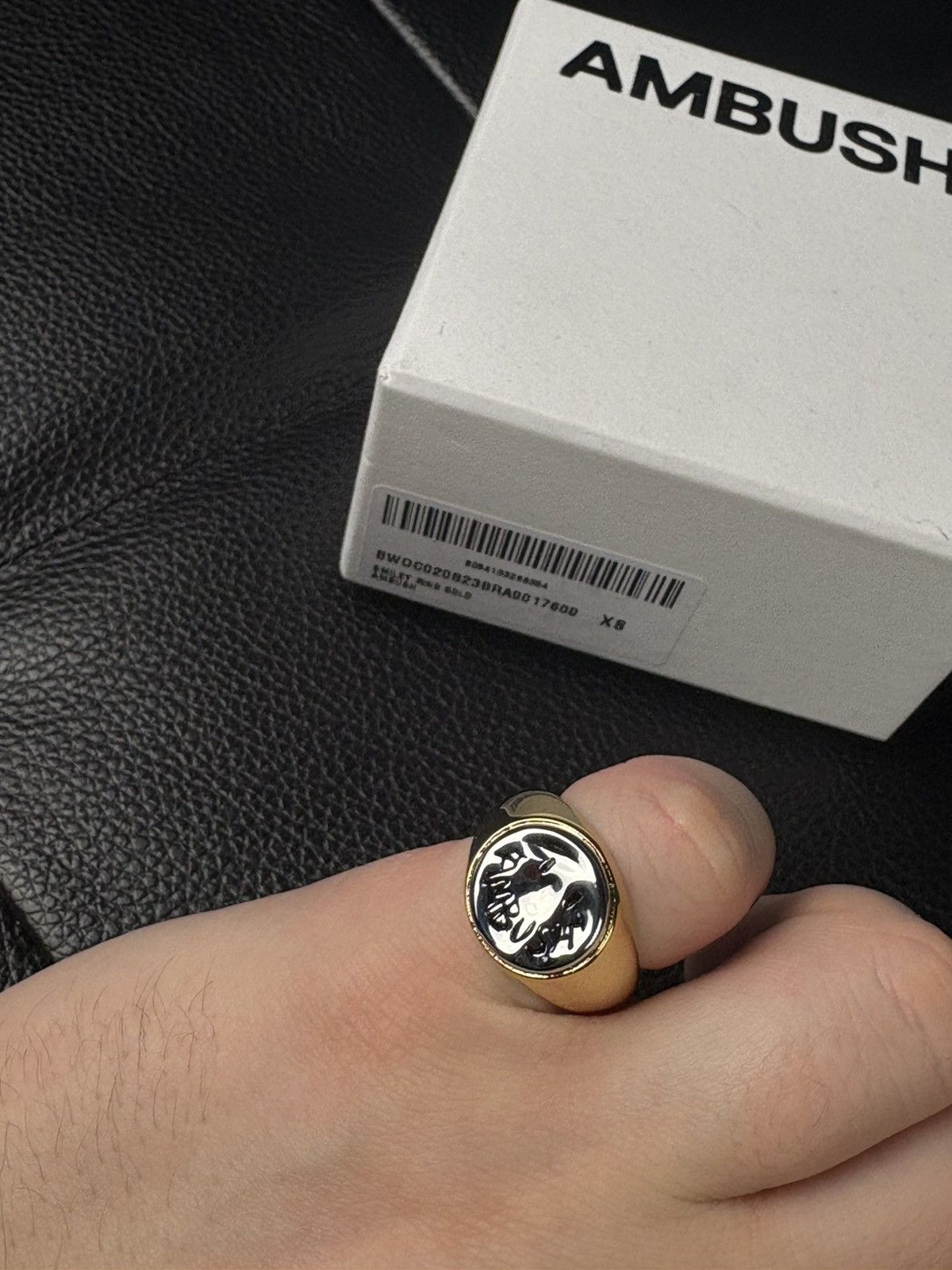 Ambush Design Ambush pinky smile logo ring gold plated Size ONE SIZE - 9 Thumbnail