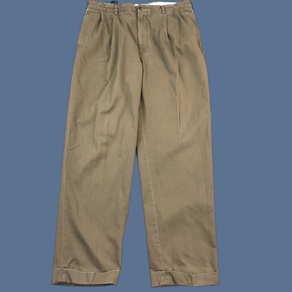Polo Ralph Lauren Vintage Polo Ralph Lauren Hammond Pants Mens 35x32 35x31 Pleated Front Cuffed Chino Size US S / EU 44-46 / 1 - 1 Thumbnail