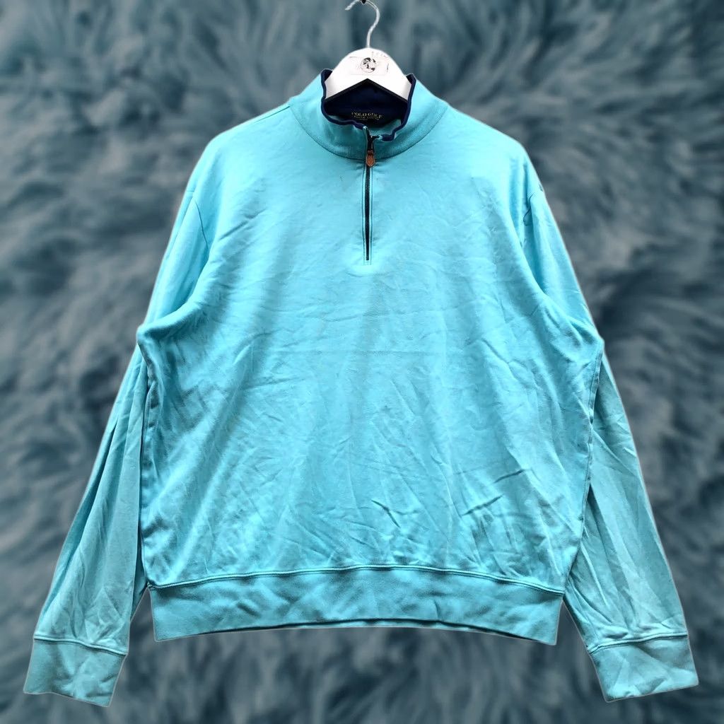 Polo Ralph Lauren Polo Ralph Lauren 1/4 Zip Sweater Pullover Mens XL Long Sleeve Aqua Blue Size US XL / EU 56 / 4 - 1 Thumbnail