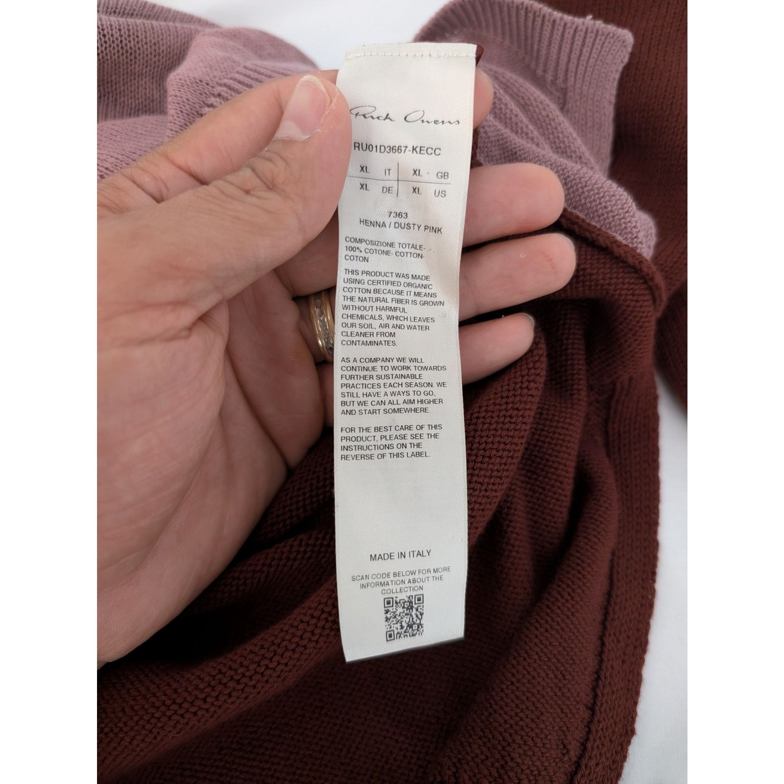 Rick Owens o1rshd1 Combo Crewneck Sweat Sweatshirt Henna / Dusty Pink Size US XL / EU 56 / 4 - 14 Thumbnail