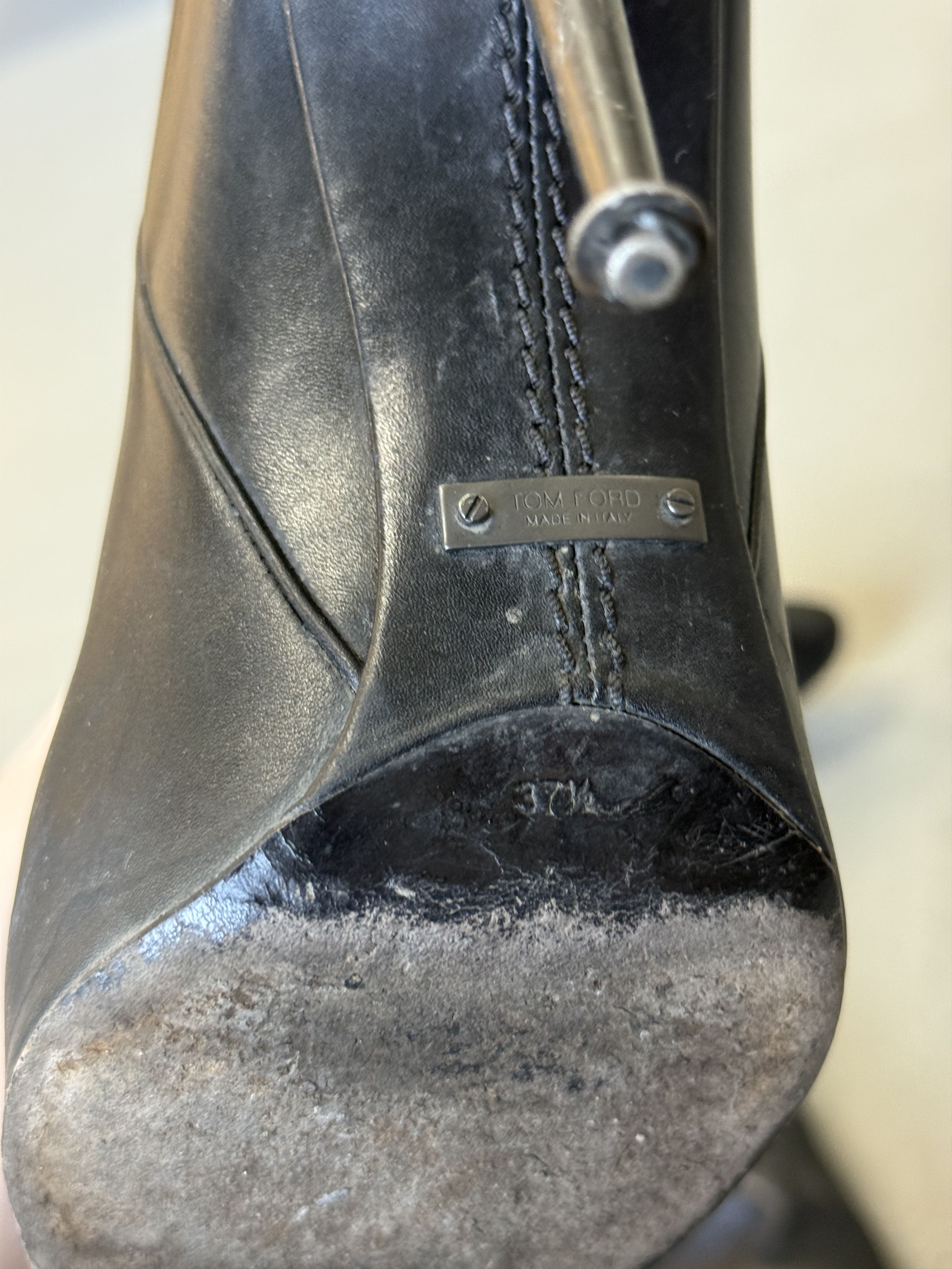 Tom Ford Tom Ford Women’s Black Leather Knee High Size US 7.5 / IT 37.5 - 6 Thumbnail