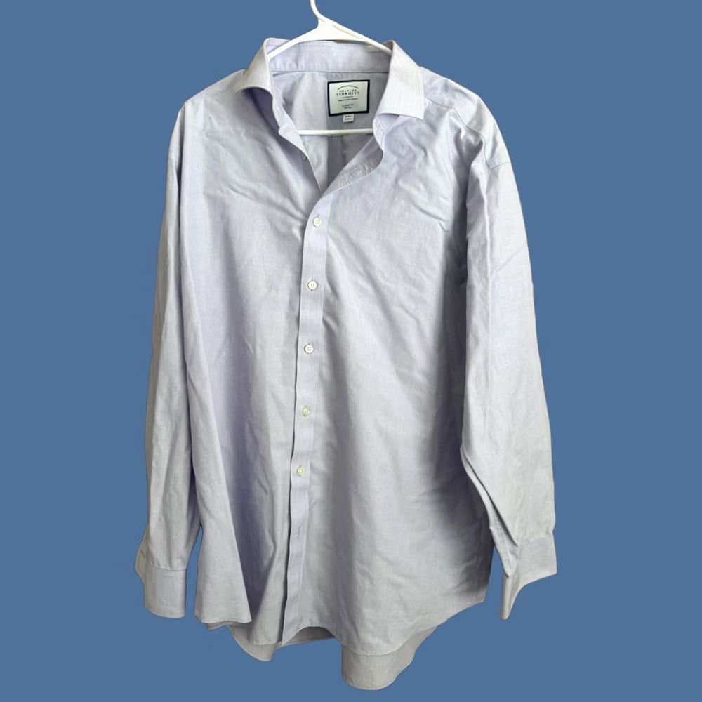 Charles Tyrwhitt CHARLES TYRWHITT Classic Dress Shirt 18 35 Non Iron Lavender Purple Cotton Button-Down Long Sleeve Mens Shirt Size 48R - 1 Thumbnail
