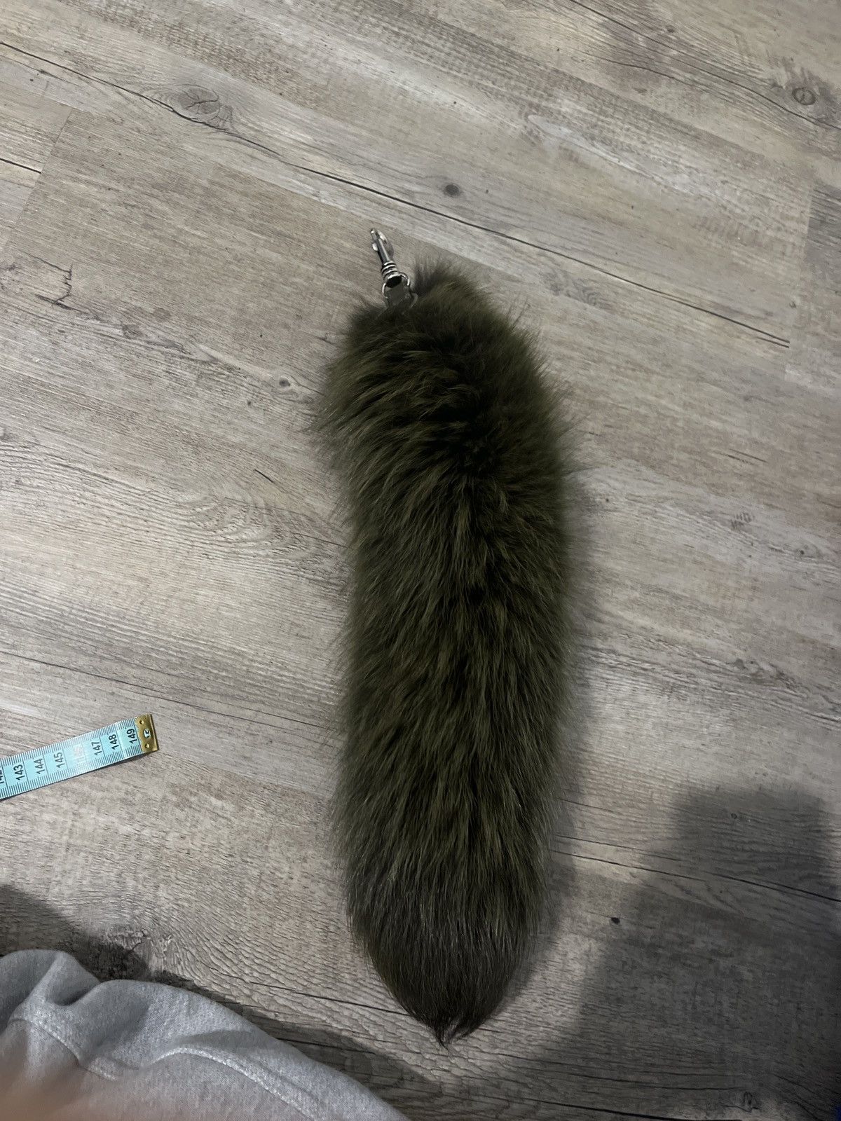 Pre-owned Celine 2012 Céline Phoebe Philo Greenish Foxtail Fur Keychain