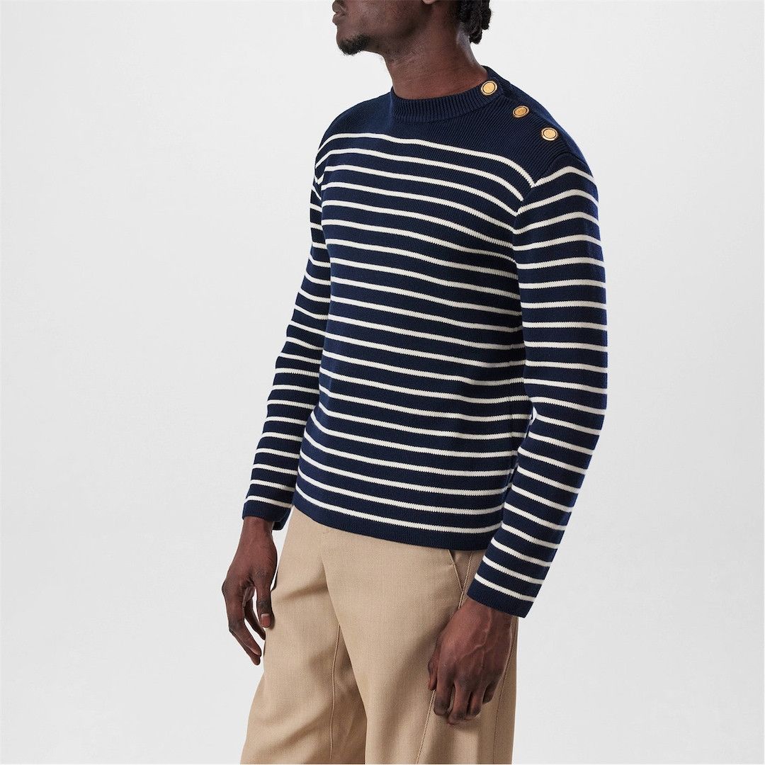 Valentino o1g2r1mq0526 Crew Neck Knitted Jumper in Indigo/Beige Size US M / EU 48-50 / 2 - 5 Thumbnail