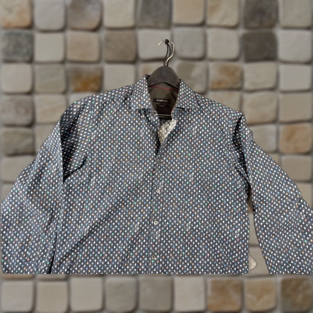 BUGATCHI Bugatchi Shirt Mens M Black All-Over Print Classic Fit Long Sleeve Button-Up Size US M / EU 48-50 / 2 - 1 Thumbnail
