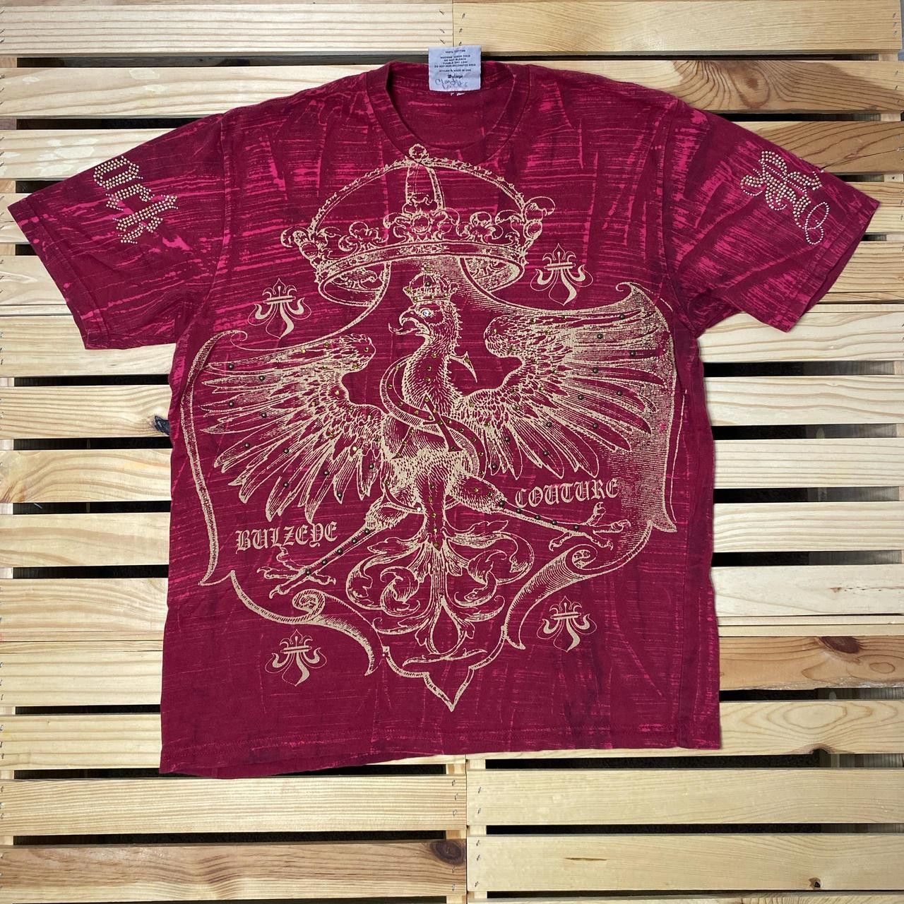 Other Vintage Bulzeye Couture Red Y2K Rhinestone Tee Size Large Size US L / EU 52-54 / 3 - 1 Thumbnail