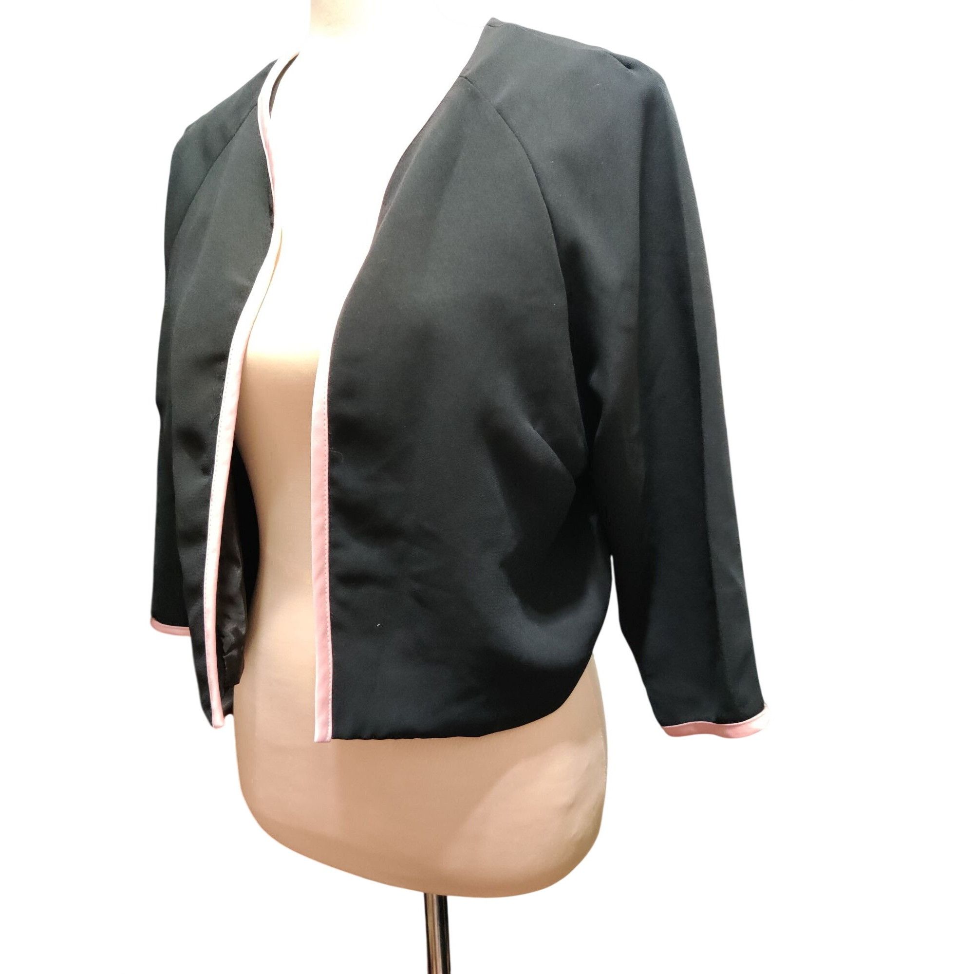 Other Karin Stevens Jacket Size 12 Cropped Black Pink Trim 3/4 Sle Size XL / US 12-14 / IT 48-50 - 8 Thumbnail