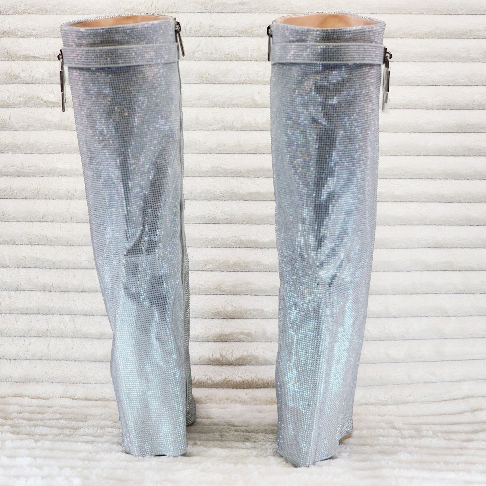 Other Super Sparkle Rhinestone Sharky Skirted Fold Over Wedge Heel Size US 6.5 / IT 36.5 - 3 Thumbnail