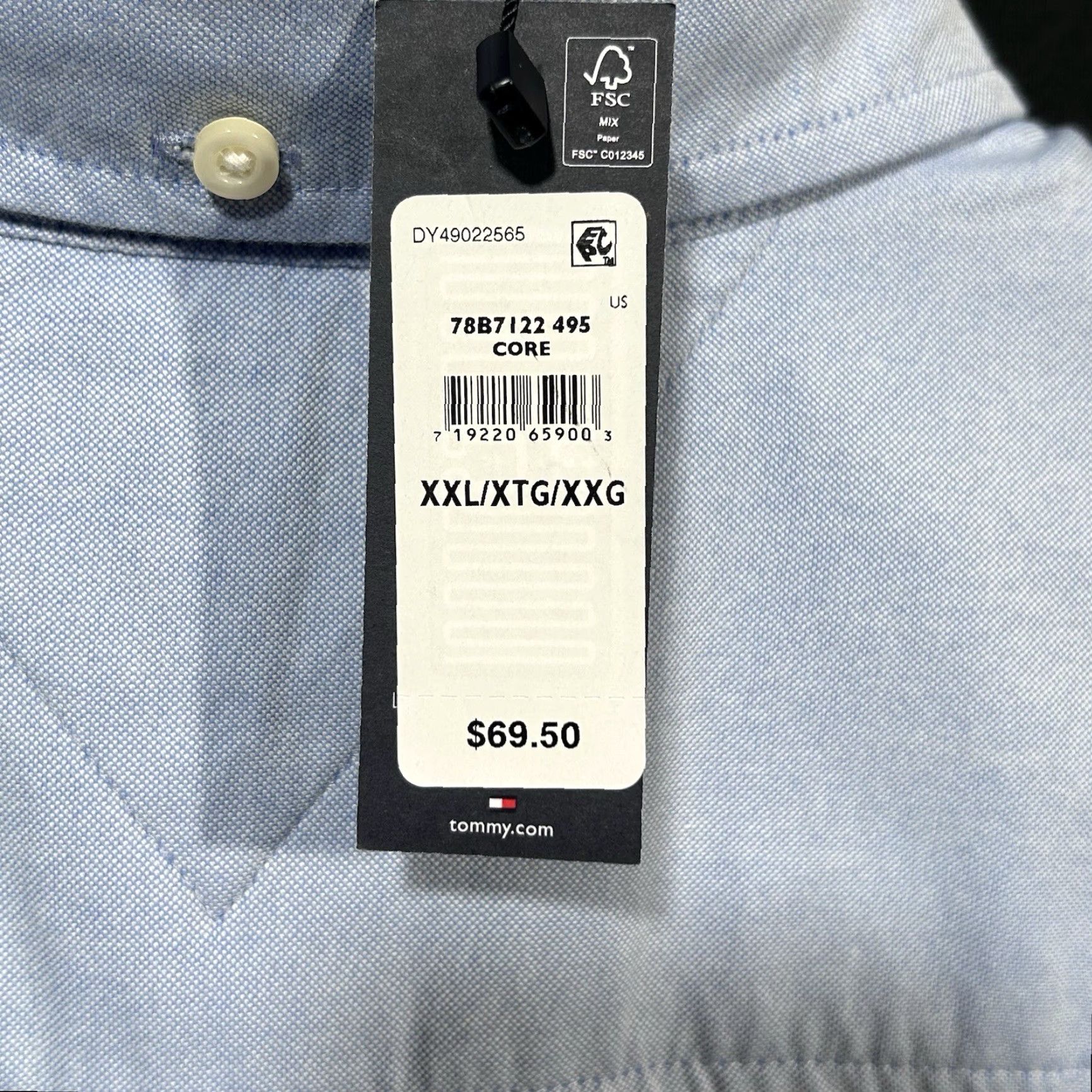 Tommy Hilfiger Tommy Hilfiger Men’s Long Sleeve Shirt XXL Blue Custom Fit Button-Down Collared Shirt Size US XXL / EU 58 / 5 - 6 Thumbnail