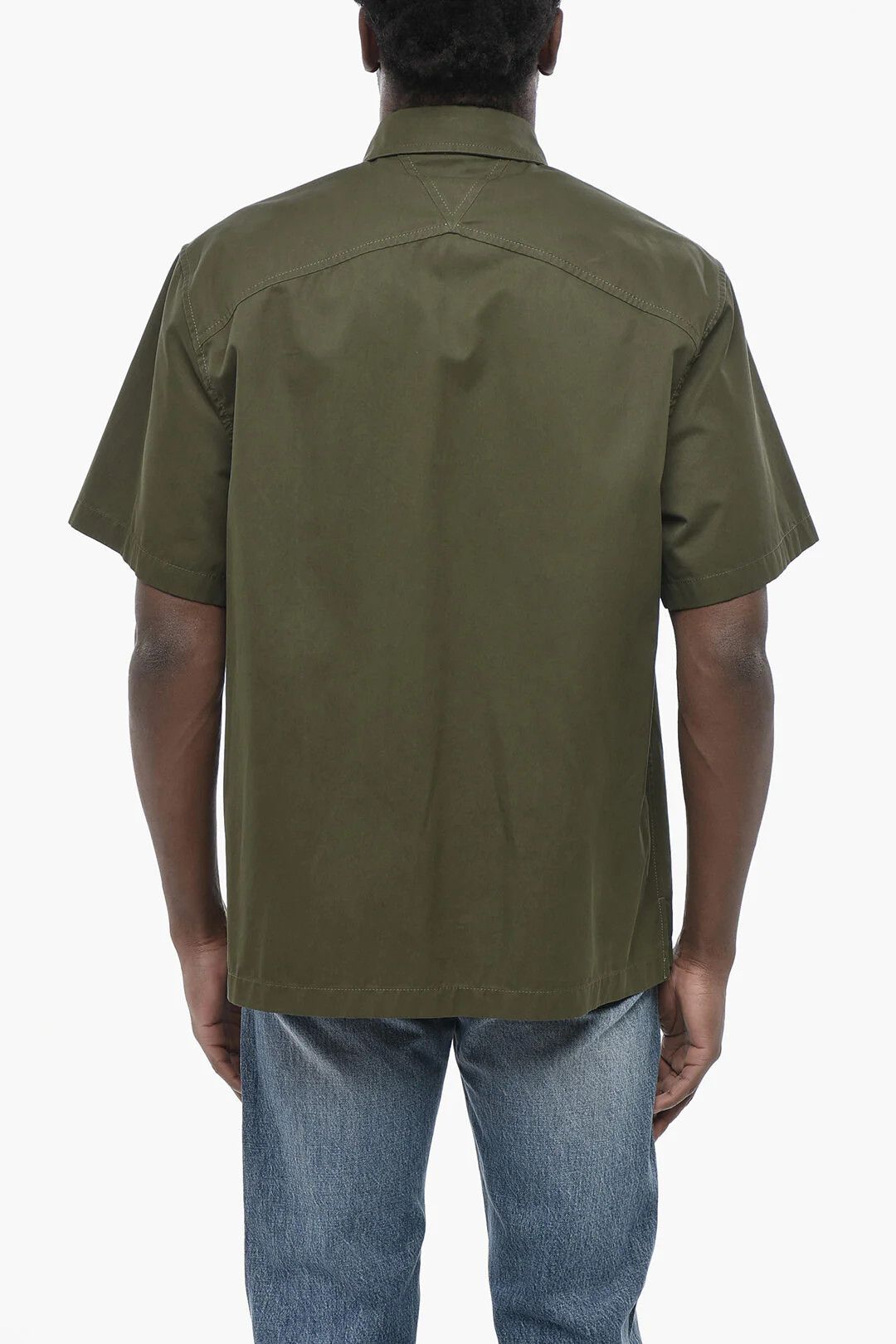 Bottega Veneta og1mm0426 Cotton Short-Sleeve Shirt in Green Size US M / EU 48-50 / 2 - 2 Thumbnail