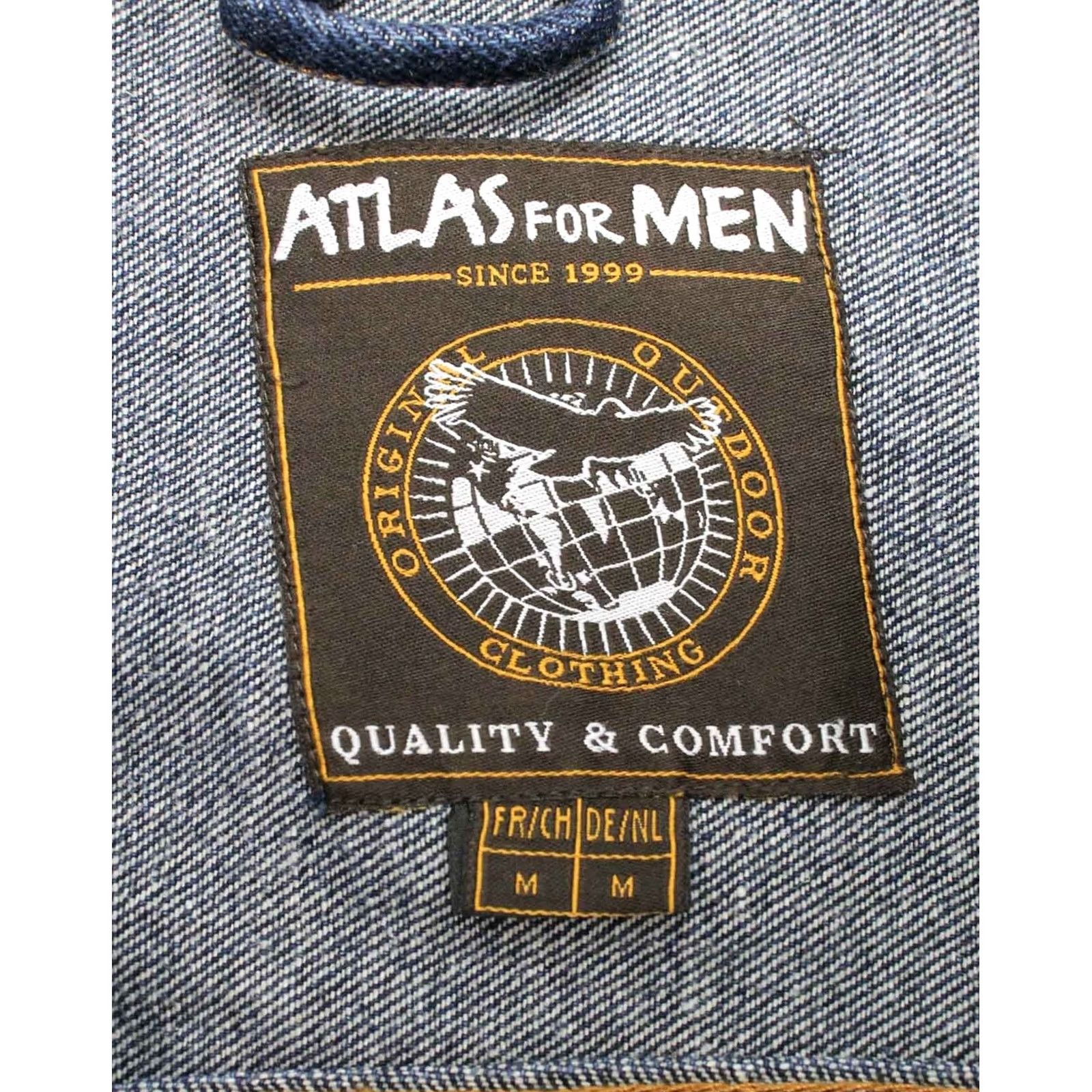 Vintage ATLAS FOR MEN Jacket Denim Trucker Collar Long Sleeve Button Blue Medium Mens Cashmere? Size US M / EU 48-50 / 2 - 6 Thumbnail