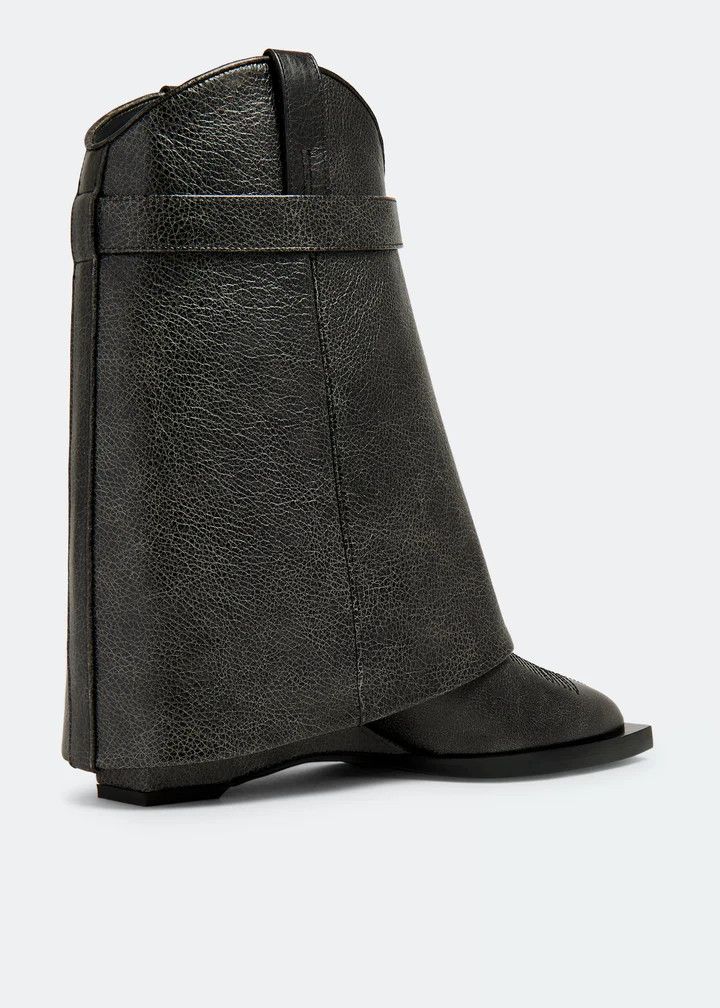 Givenchy o1n1vont0326 Shark Lock Cowboy Boots in Black Size US 7 / IT 37 - 3 Thumbnail