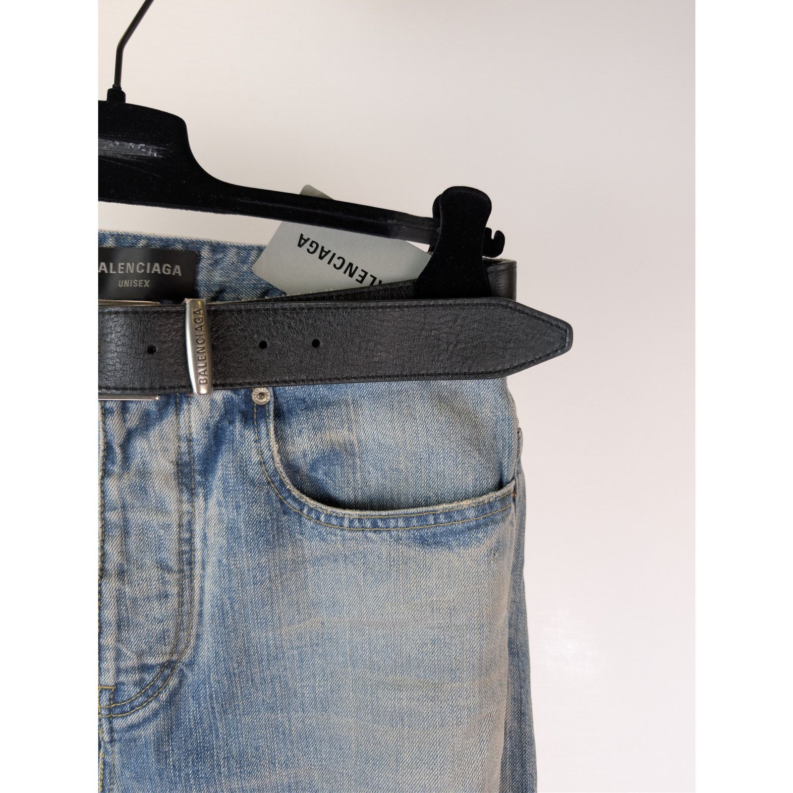 Balenciaga o1rshd1 Organic Selvedge Denim Integrated Belt Pants Size US 30 / EU 46 - 3 Thumbnail