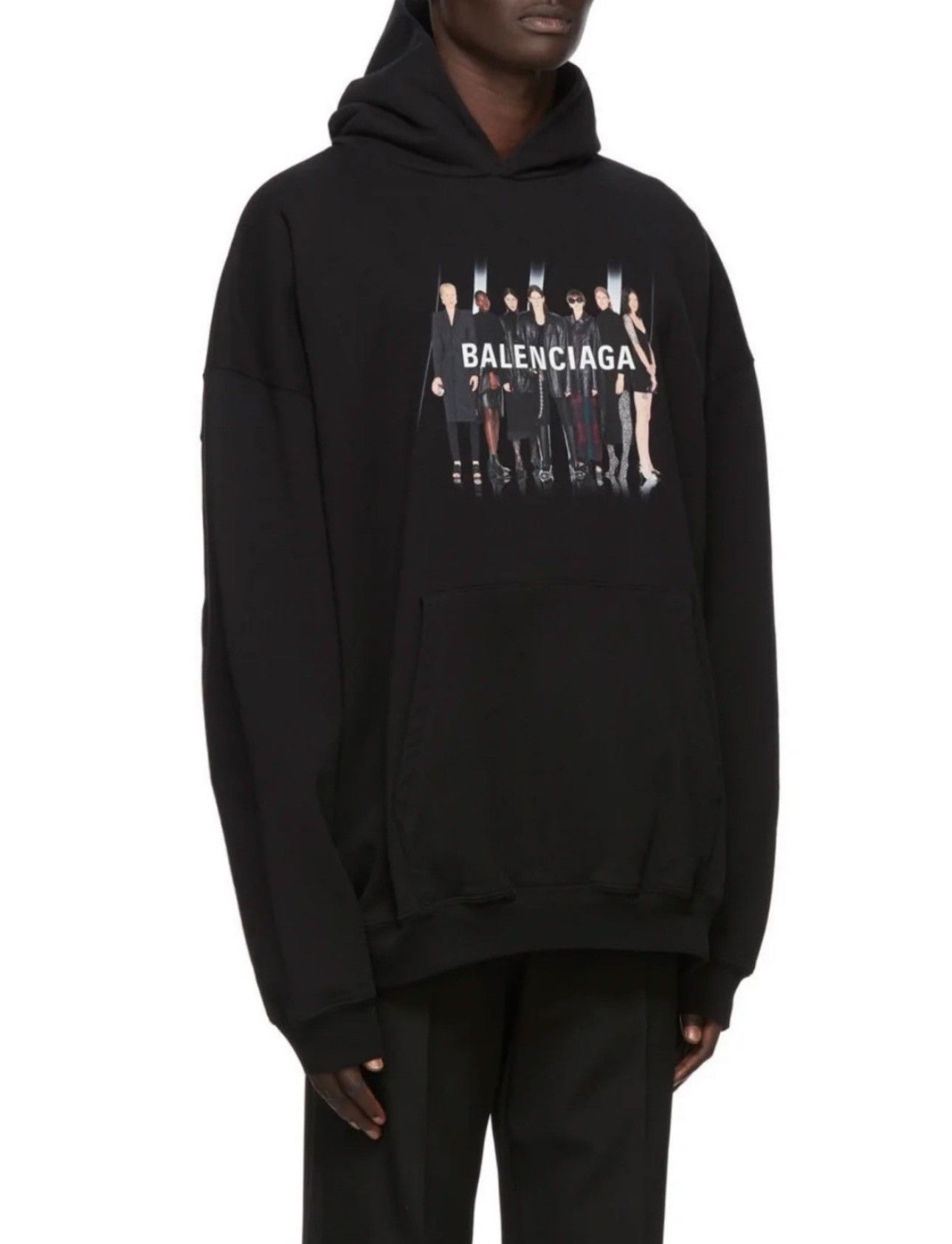 image of Balenciaga People Logo Hoodie Sz.xs in Black, Men's