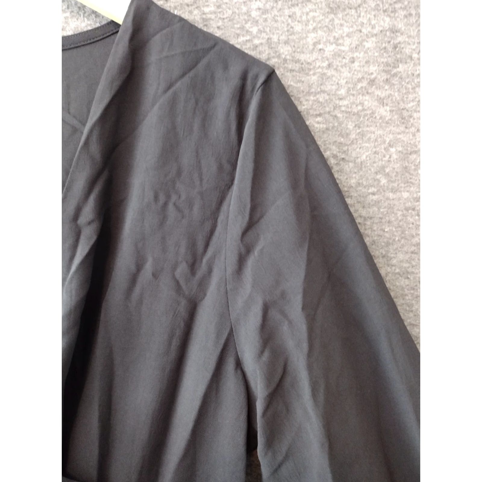 Vintage Etiquette Front Knot Mini Dress Long Sleeve M/L Black 90s Women Shirt/ dress Size M / US 6-8 / IT 42-44 - 3 Thumbnail