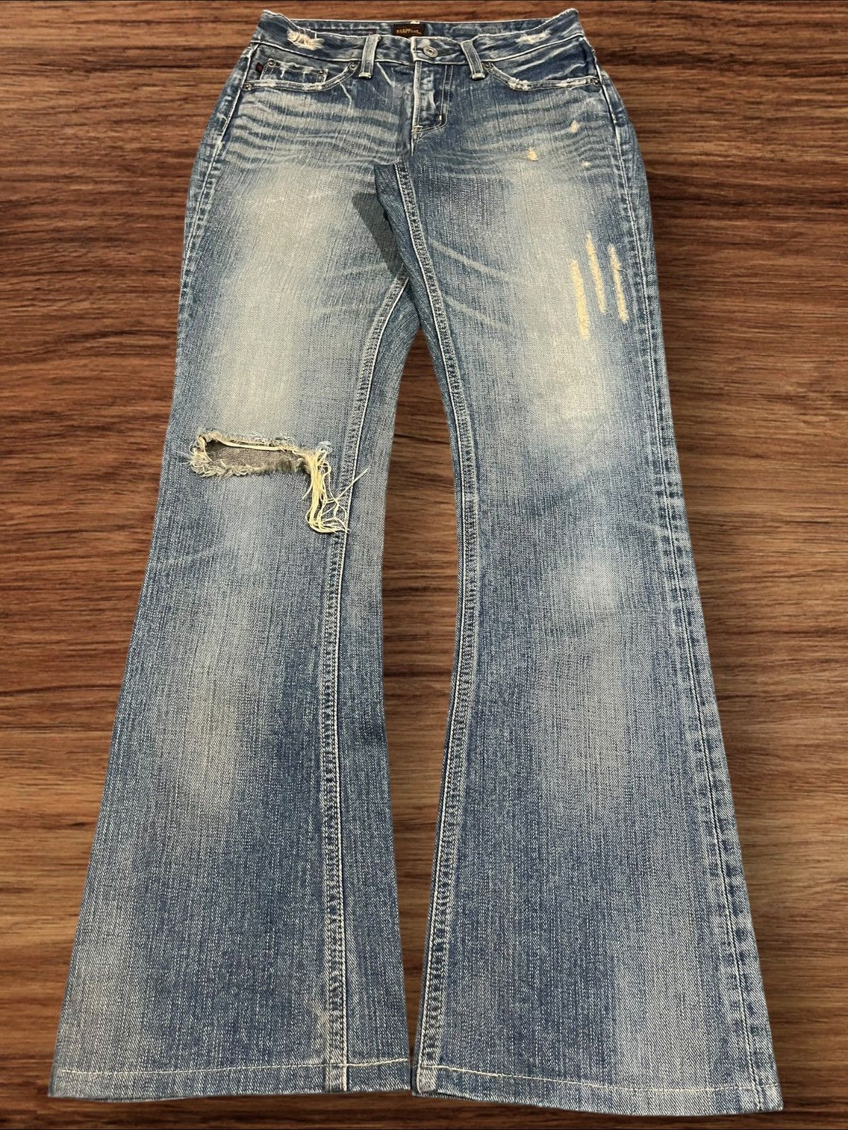 Japanese Brand × Johnbull Vintage Japanese Brappers Distressed Blue Washed Flare Jeans Size 28" / US 6 / IT 42 - 1 Thumbnail