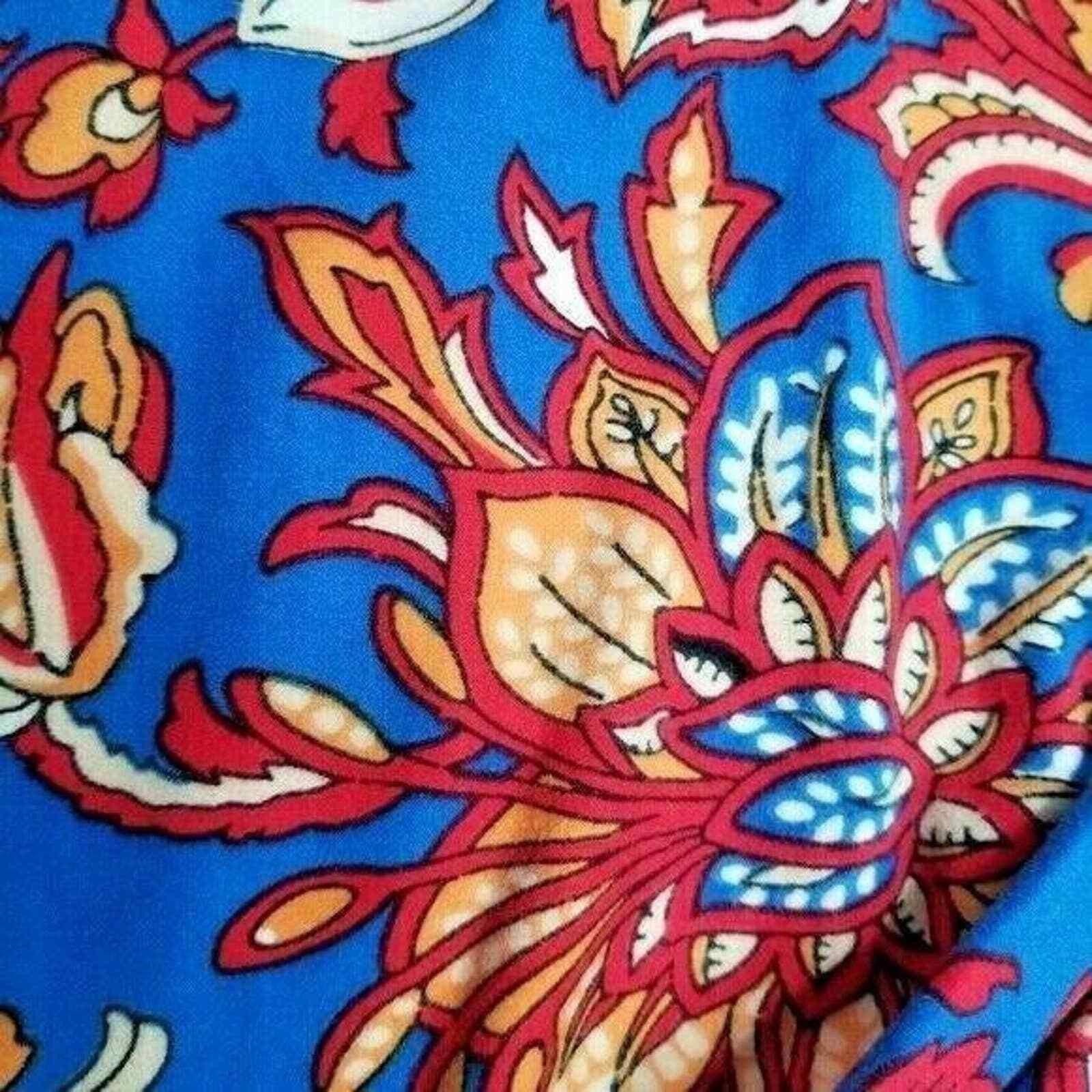 Other Lularoe Leggings Blue Floral Leaves OS One Size LR Size 30" / US 8 / IT 44 - 6 Thumbnail