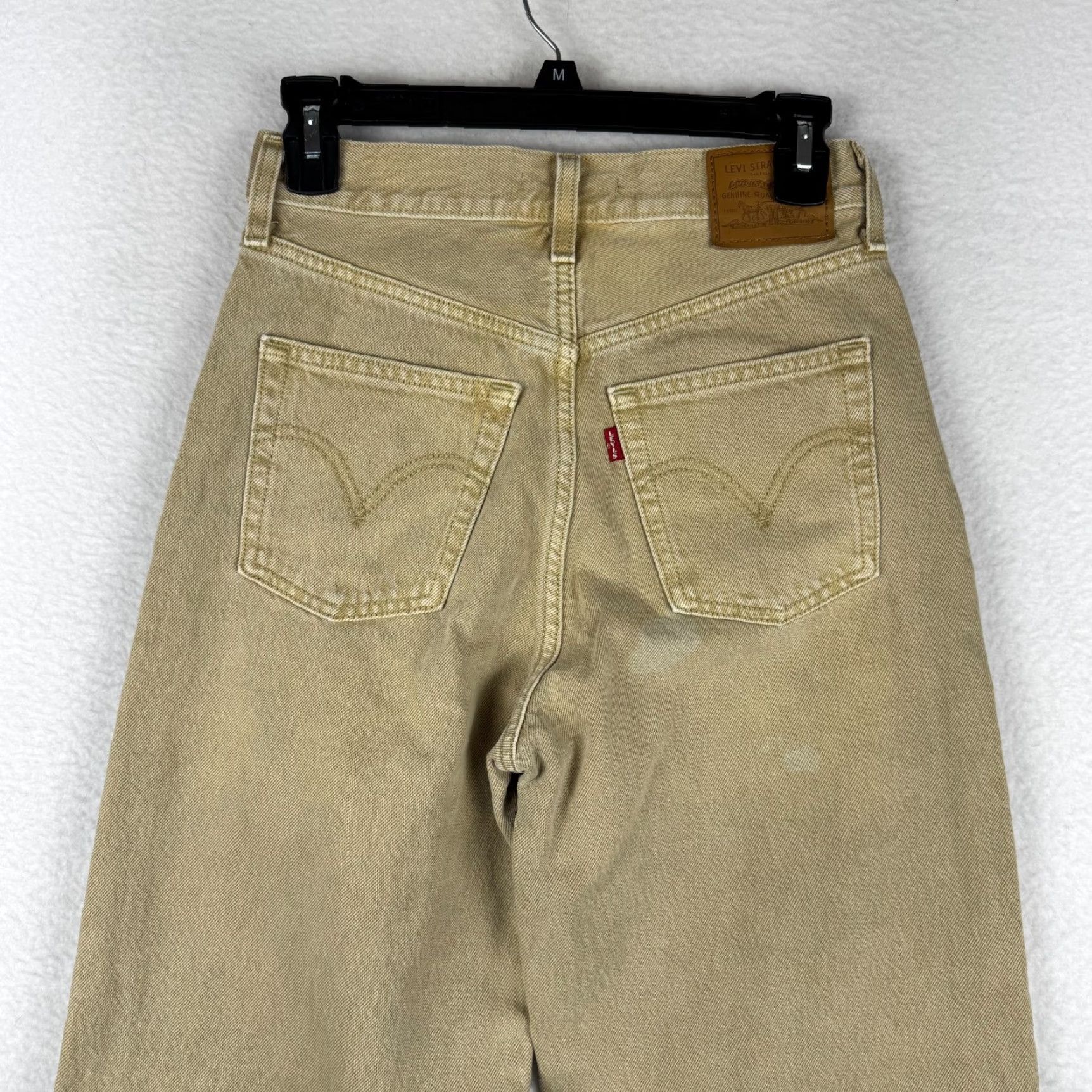 Levi's VINTAGE Levi's Premium Ribcage Wide Leg Jeans 25x32 Womens Beige Tan Denim 5-Pocket Wide-Leg Baggy Size 42" / US 20 - 3 Thumbnail