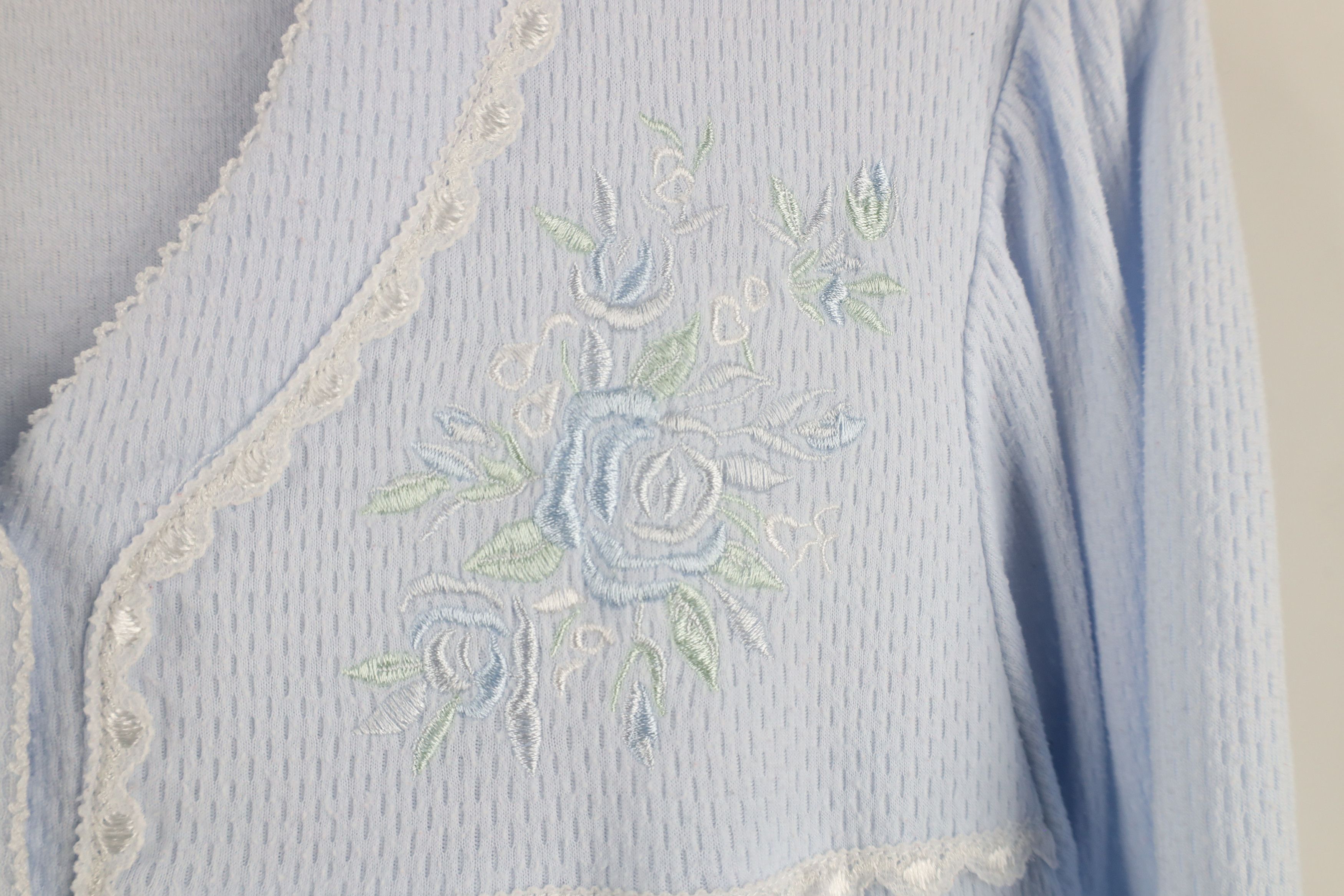 Vintage Vintage 90s Miss Elaine Lace Thermal Long Sleeve Night Gown Size M / US 6-8 / IT 42-44 - 7 Thumbnail