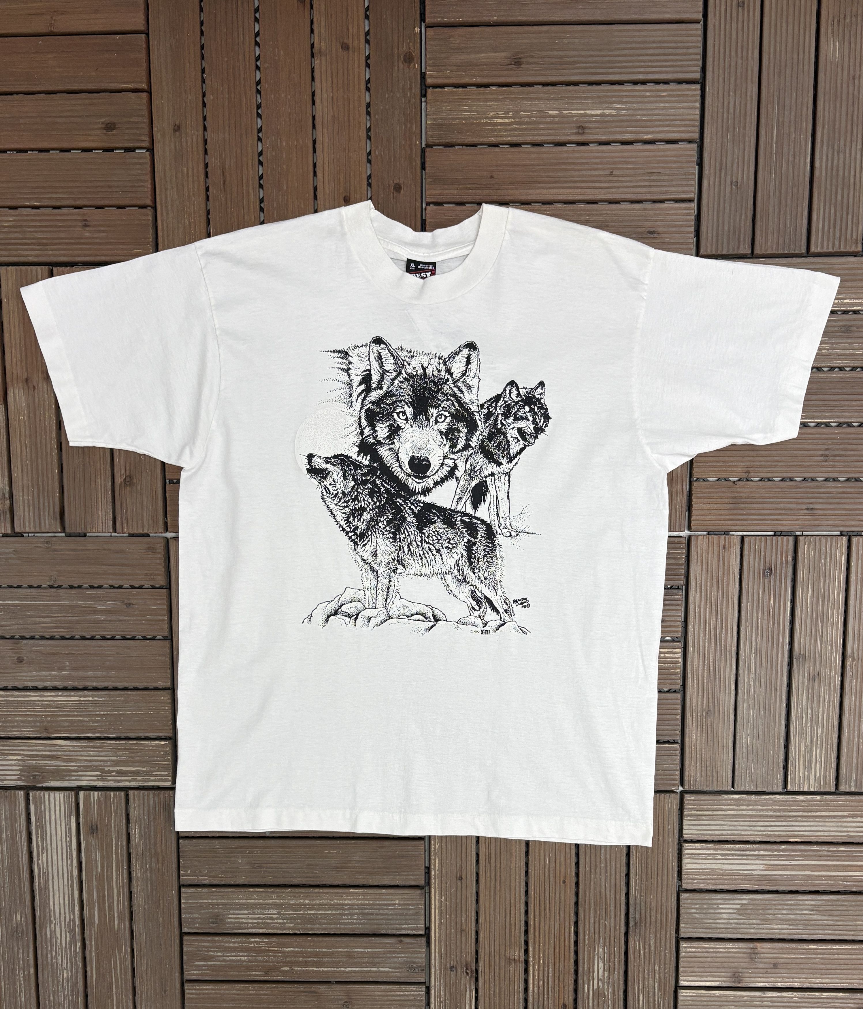 Vintage Wolfpack Scenic Vintage White T-Shirt Tee Size US XL / EU 56 / 4 - 1 Thumbnail