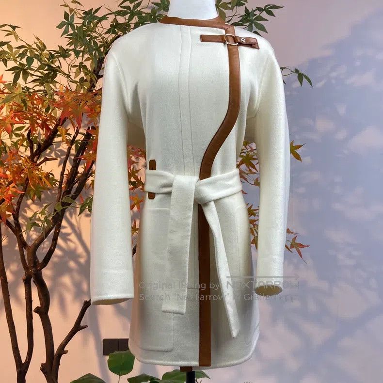 Hermes Hermes Leather Patch Cashmere Long Coat Size XXS / US 00 / IT 34 - 1 Thumbnail