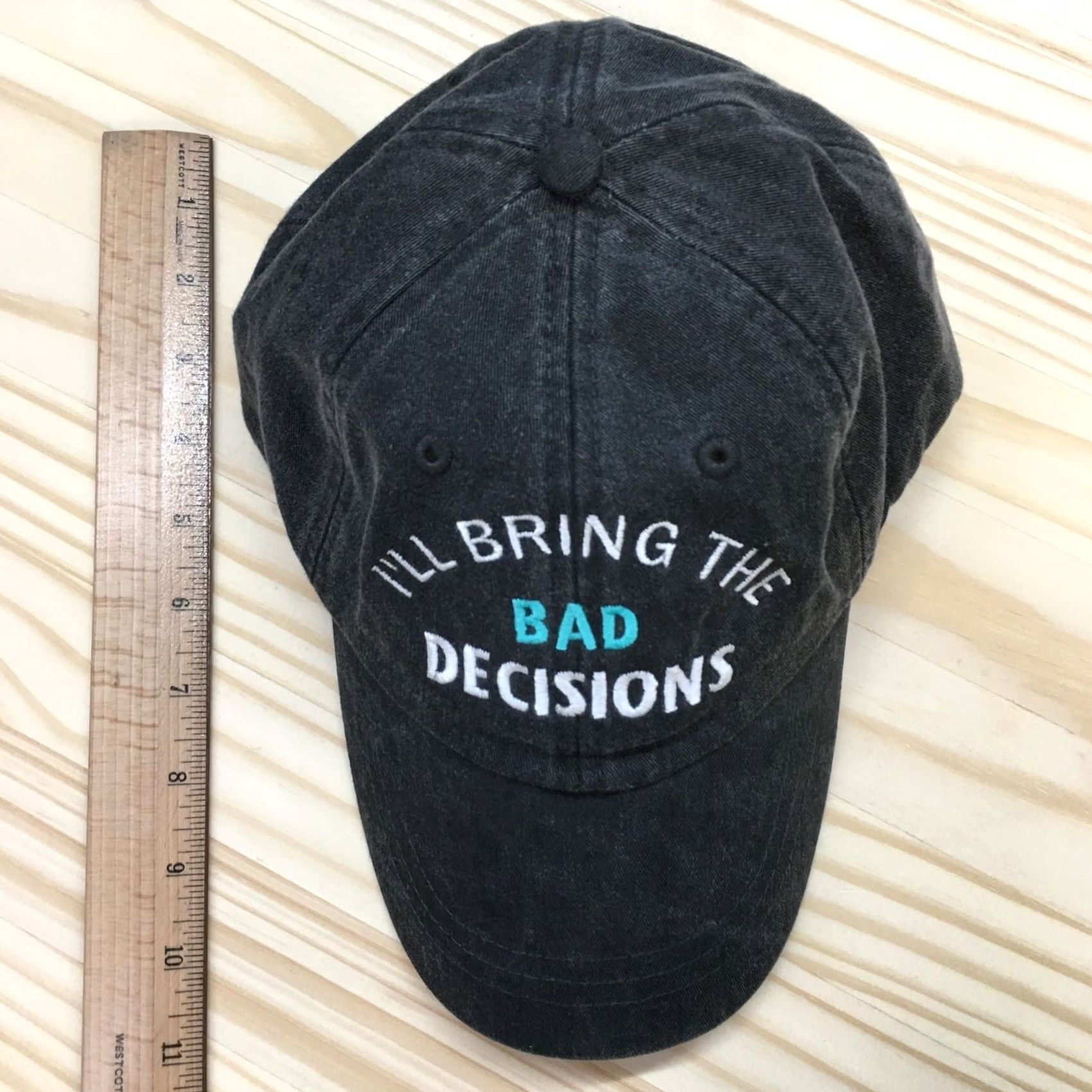 Vintage Adams Baseball Hat Mens Gray OS Embroidered Logo "I'll Bring The Bad Decisions" Size ONE SIZE - 3 Thumbnail
