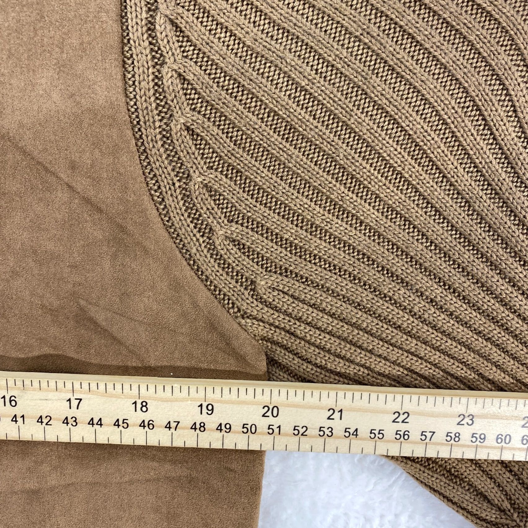 Vintage Petite Sophisticate Sweater Jacket Shacket Faux Suede Knit Sleeves Brown Size M - Womens Jacket (Regular, Brown) Full Zip Pockets Size M / US 6-8 / IT 42-44 - 6 Thumbnail