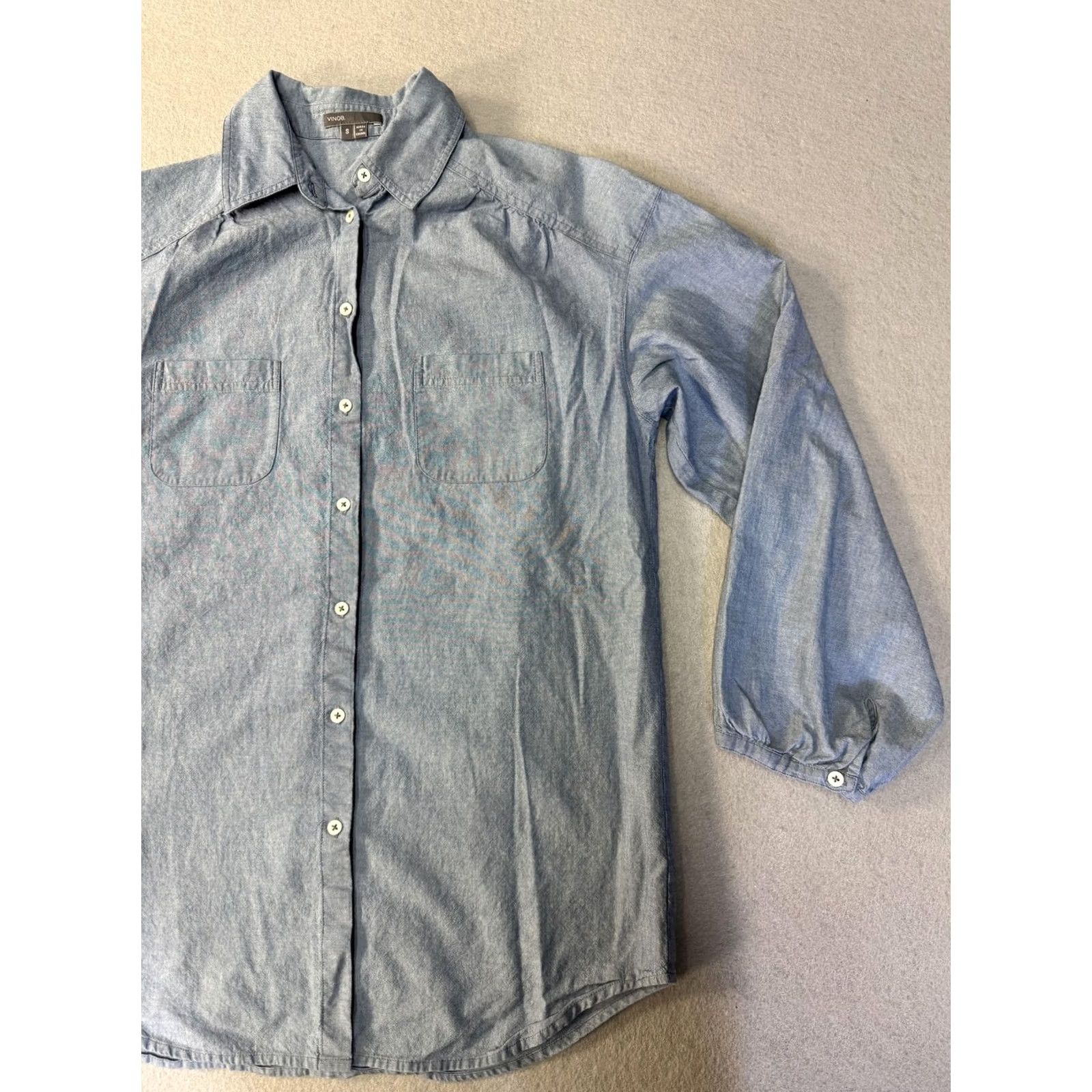Vince Vince Womens Small Blue Chambray Button Front Casual Raglan Shirt Size S / US 4 / IT 40 - 2 Thumbnail