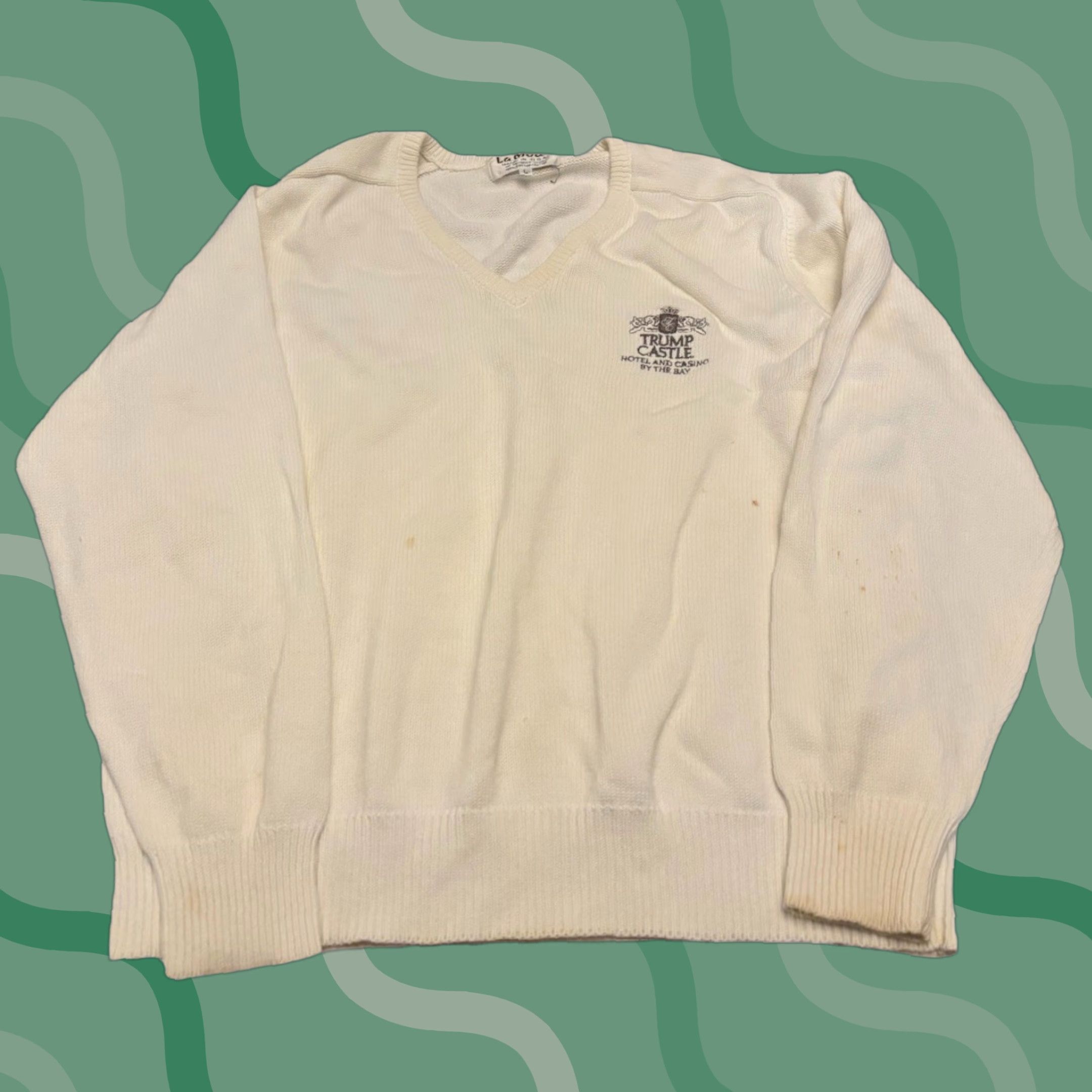 Jerzees VINTAGE Trump Castle Casino Pullover Sweatshirt Sweater Mens Large Beige 90s JERZEES Knit Crew Neck Size US L / EU 52-54 / 3 - 1 Thumbnail