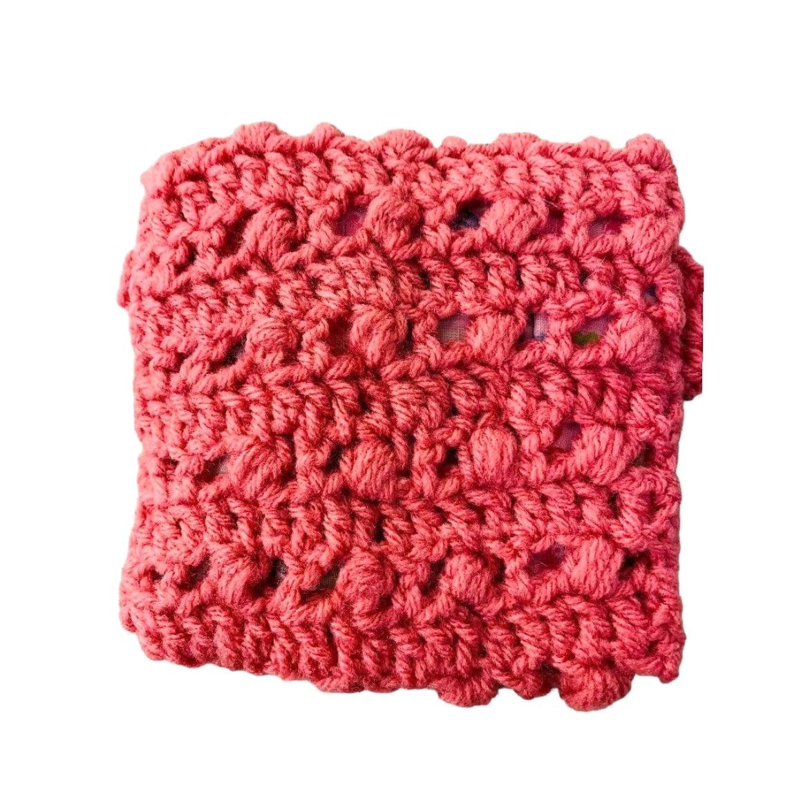 Pinko Handmade Crochet Pouch Pink Lined Floral Accessory Silvertone Button Closure 5.5" h x 5" w Clutch Women Size ONE SIZE - 7 Thumbnail