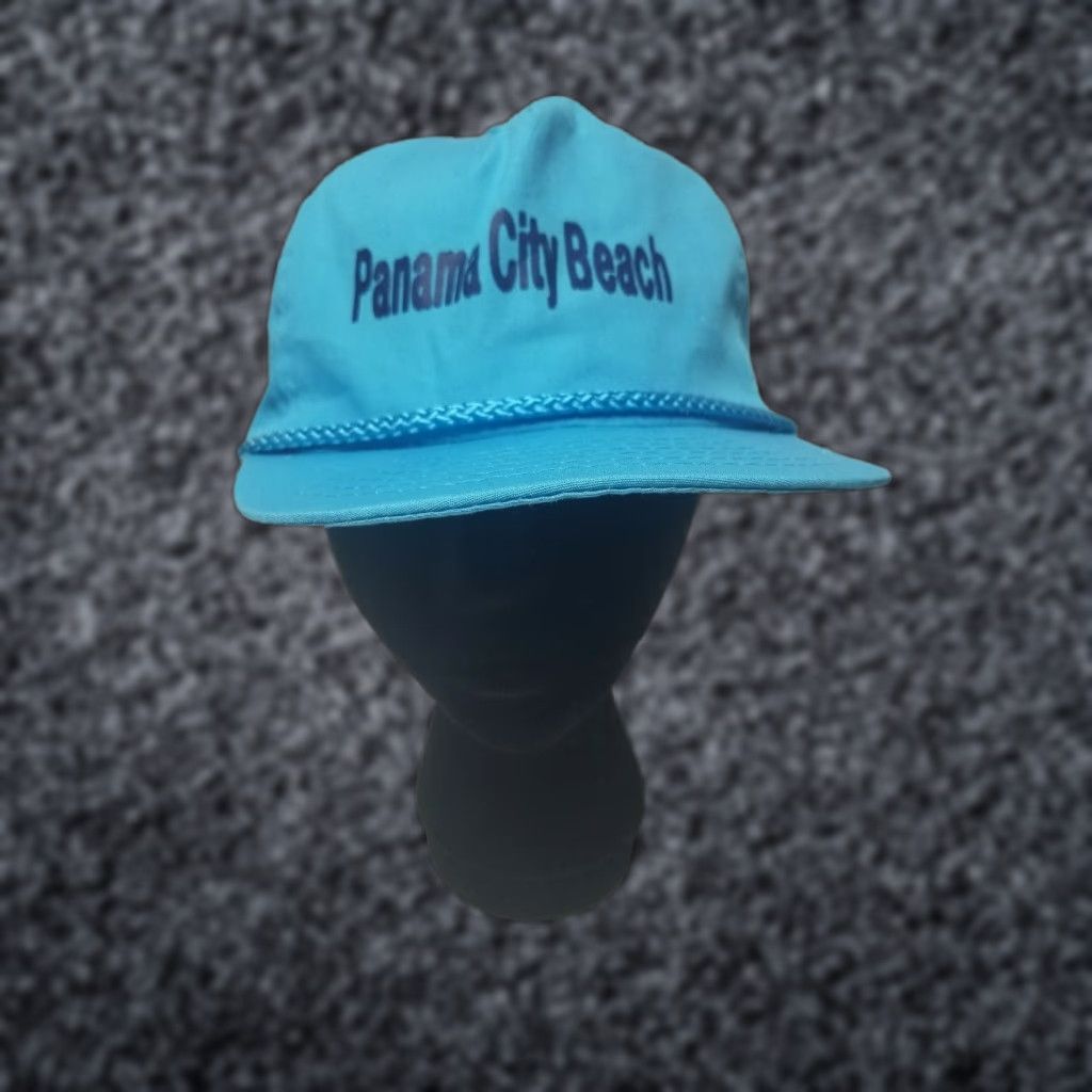 VINTAGE Neon Blue Panama City Beach FL Hat Baseball Trucker Cap Dad Hat Strap