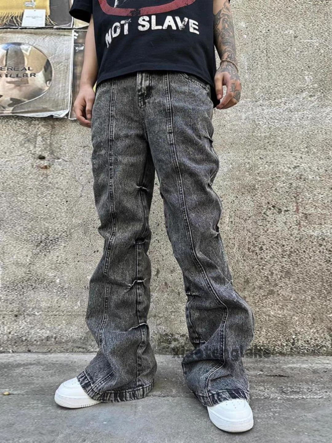 Jean × Vintage utility punk grunge bootcut pleated yuppie flared jeans Size US 32 / EU 48 - 1 Thumbnail