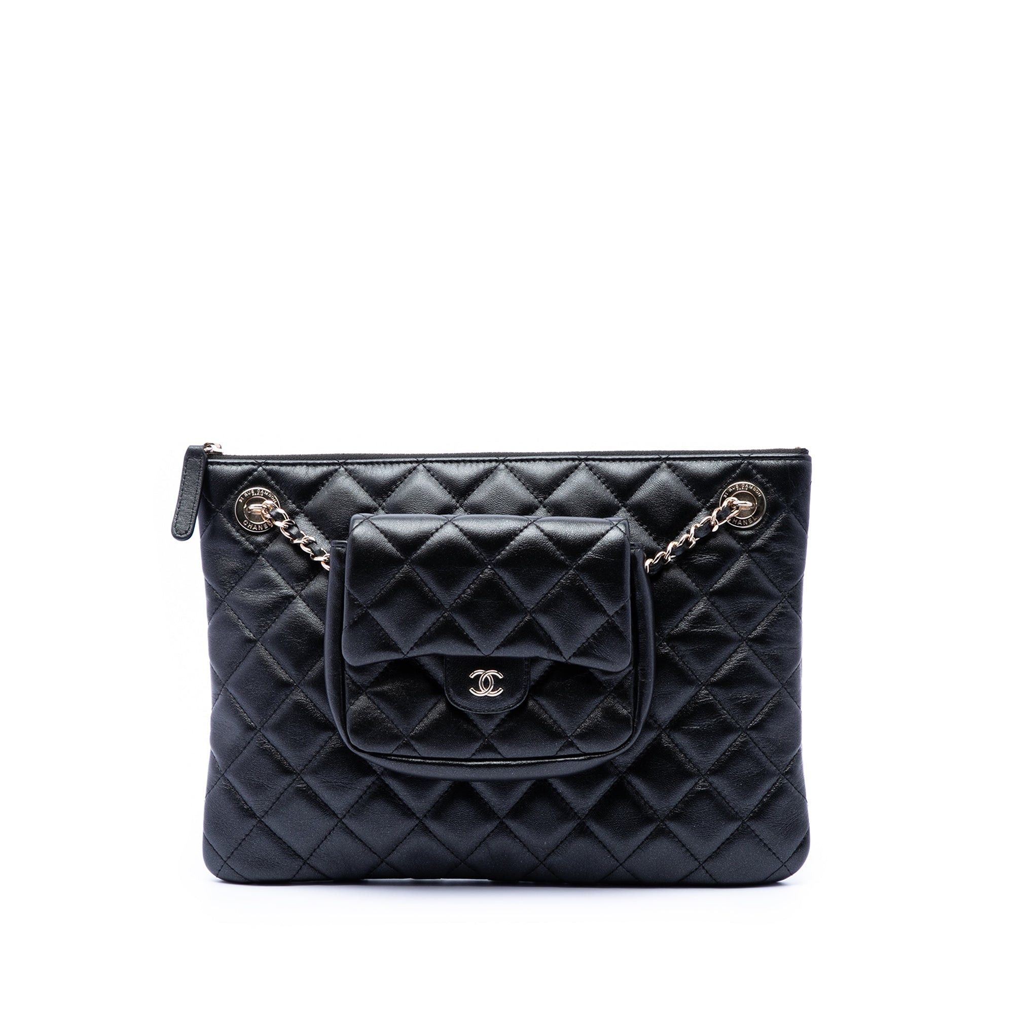 Chanel CC Quilted Lambskin Pouch with Mini Flap Purse Size ONE SIZE - 1 Thumbnail