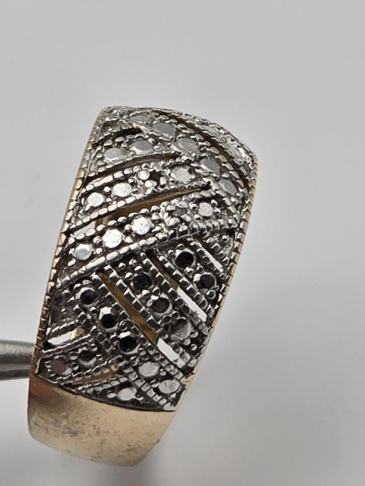 The Unbranded Brand Size 10 Vermeil Silver Ring w/ 5 Diamond Accents Gold Plated Size ONE SIZE - 5 Thumbnail