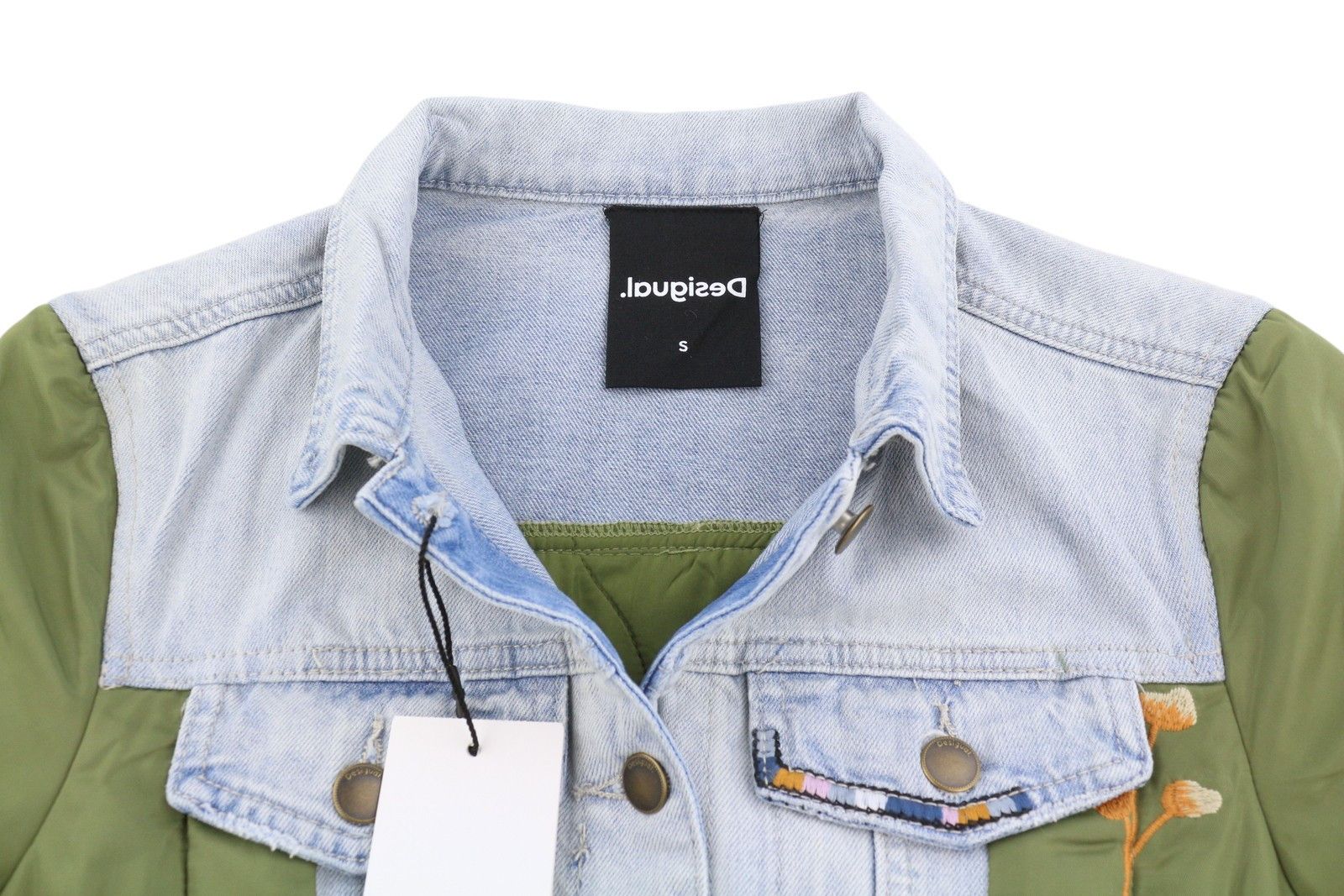 Desigual CHAQ NEW PORT BEACH S Denim Embroidered Jacket 88713 Size S / US 4 / IT 40 - 5 Thumbnail
