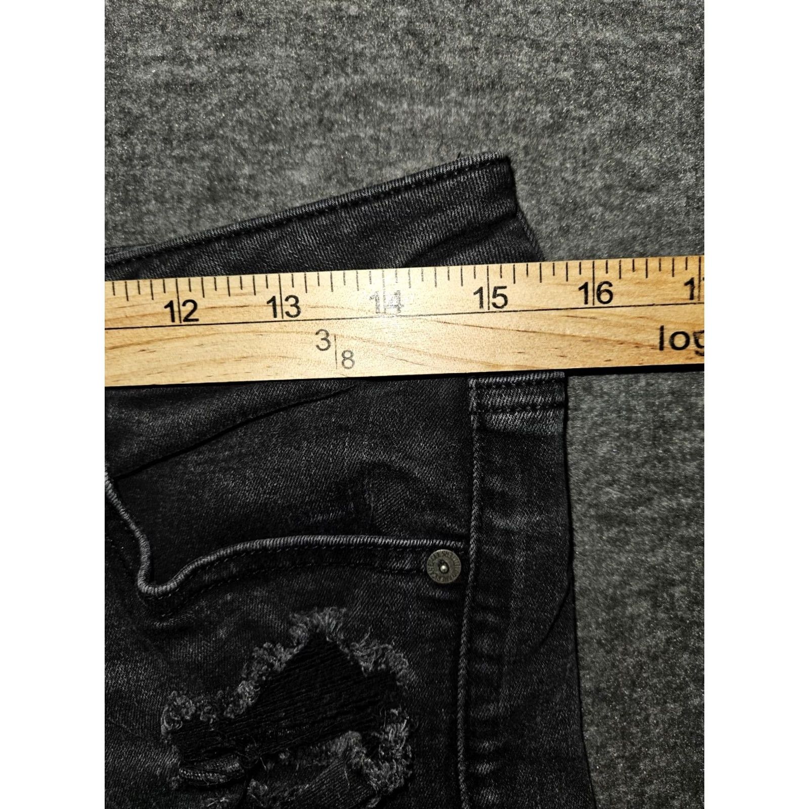 American Eagle Outfitters American Eagler Super High Rise Shortie Shorts Distressed Cutoff Women's 12 Size 34" / US 12 / IT 48 - 5 Thumbnail