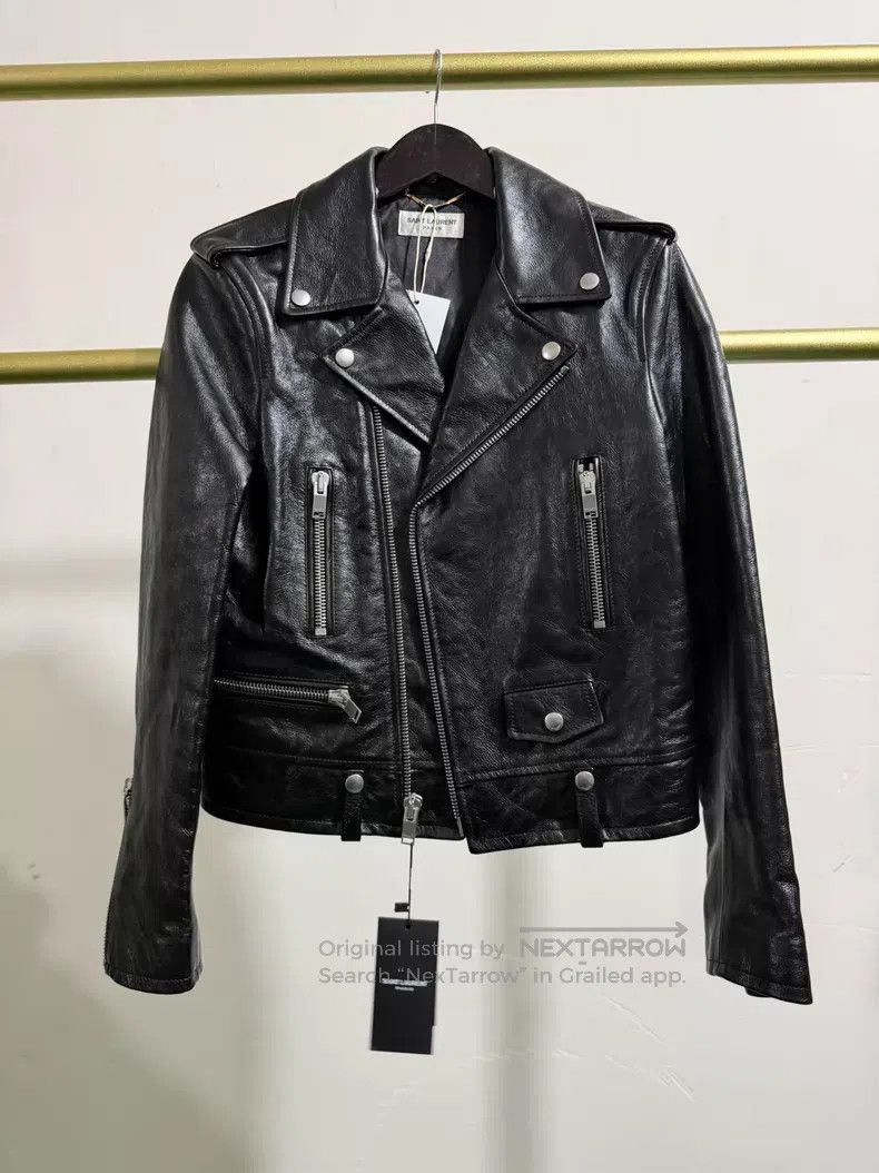 Saint Laurent Paris Saint Laurent Paris Black Leather Moto Jacket i Size XS / US 0-2 / IT 36-38 - 1 Thumbnail