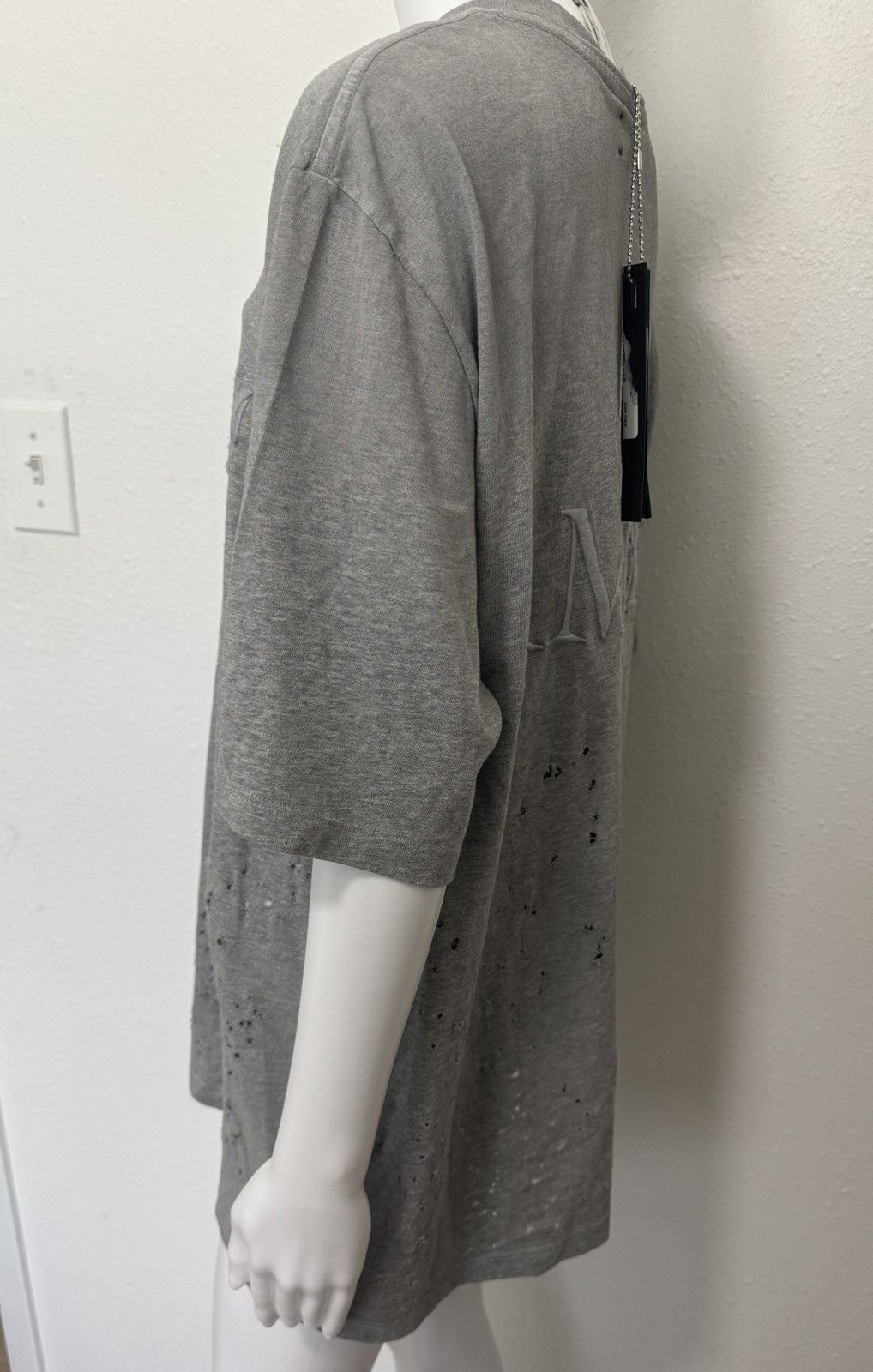 Amiri NWT Amiri Shotgun Embroidered Distressed Tee in Grey Size US L / EU 52-54 / 3 - 3 Thumbnail