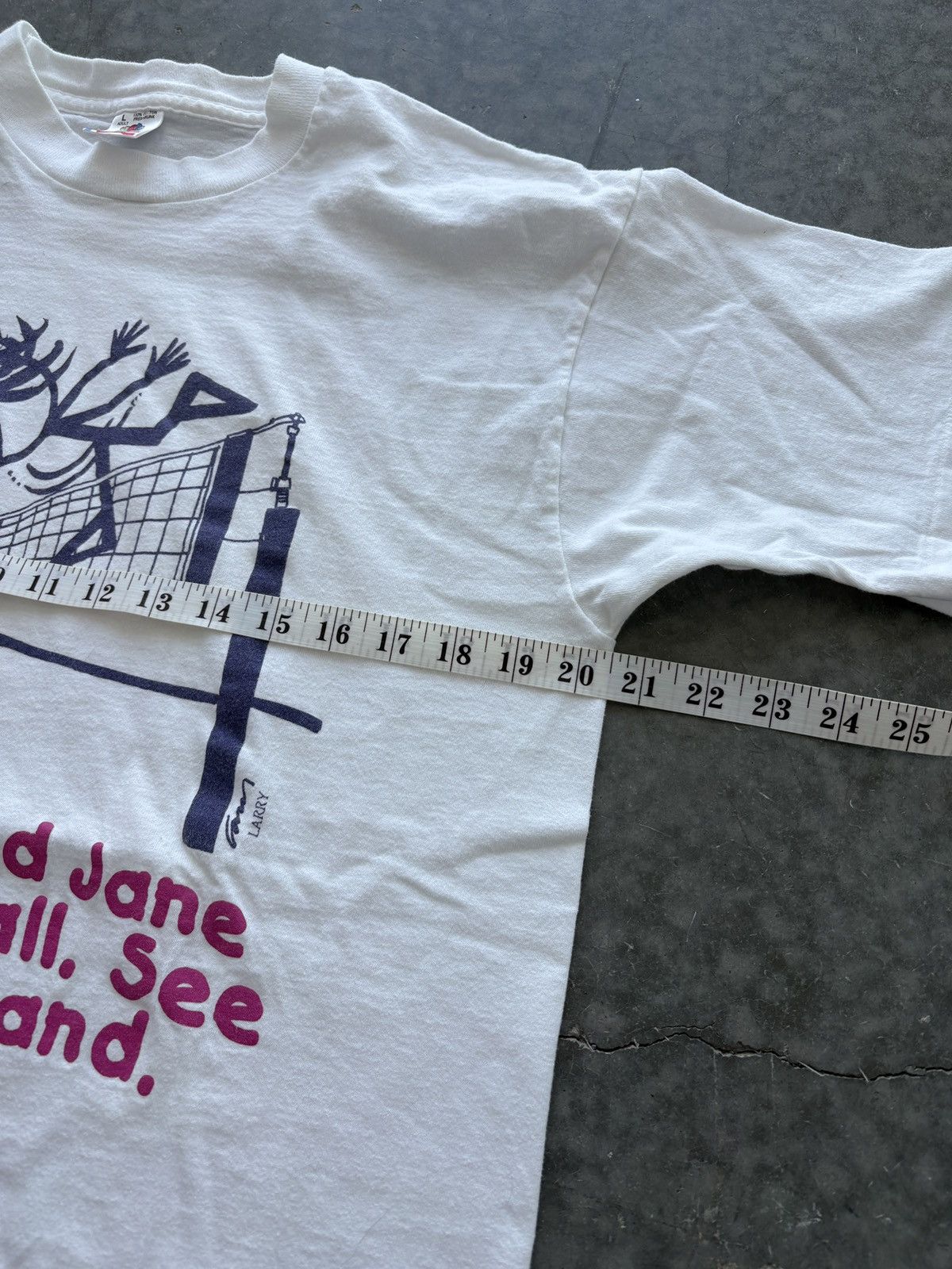 Fruit Of The Loom Vintage 90s Dick and Jane Volleyball Graphic Tee Size US L / EU 52-54 / 3 - 5 Thumbnail