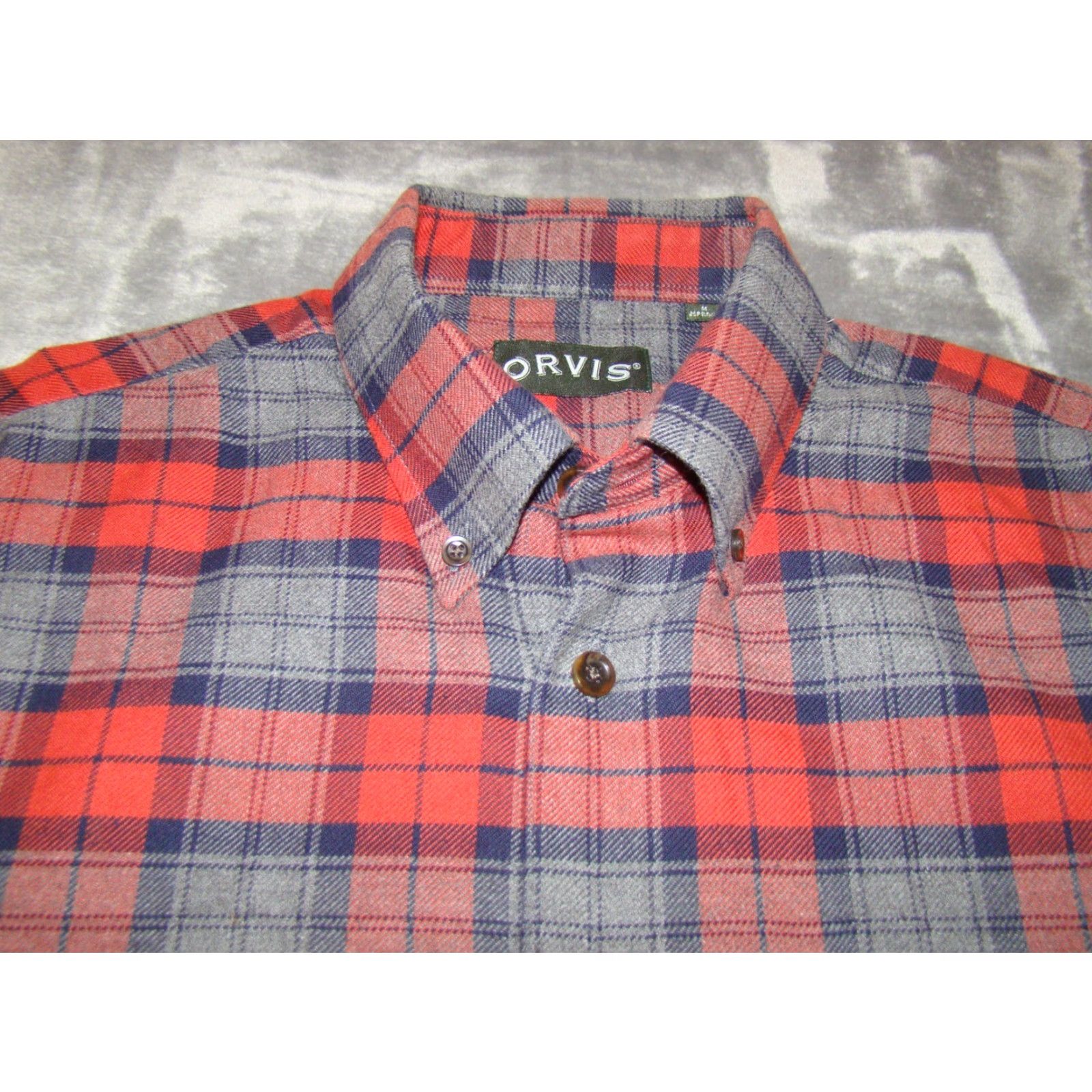 Orvis VINTAGE Orvis Luxury Flannel Mens Button-Up Shirt Plaid 100% Cotton M Red Blue Gray Pocketed Button-Down Collar Mens Size US M / EU 48-50 / 2 - 3 Thumbnail