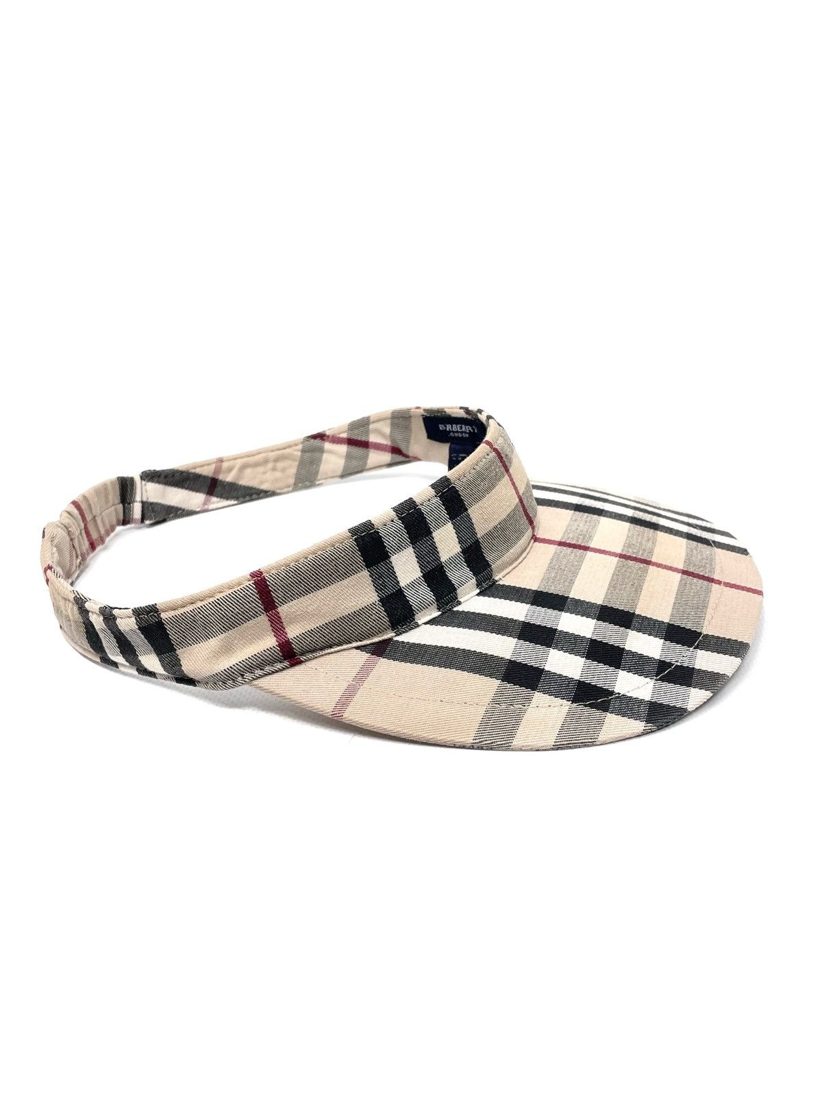 Vintage BURBERRY London Nova Check Sun Visor – Beige Plaid display picture 1