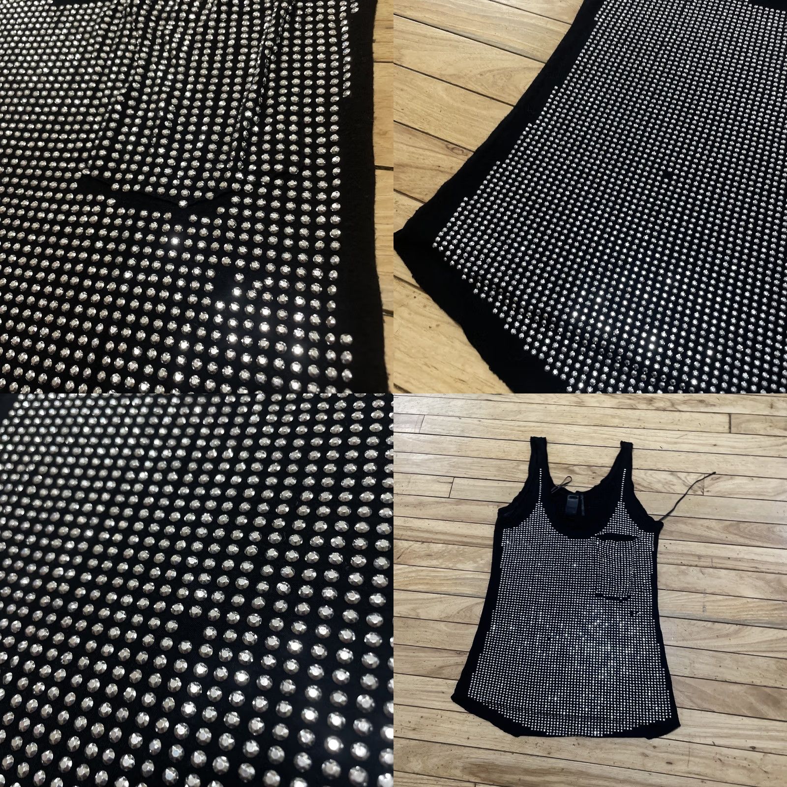 Guess VINTAGE Guess Tank Top Womens Medium Black Silver Rhinestone Studded Y2K Glam LA Size M / US 6-8 / IT 42-44 - 10 Thumbnail
