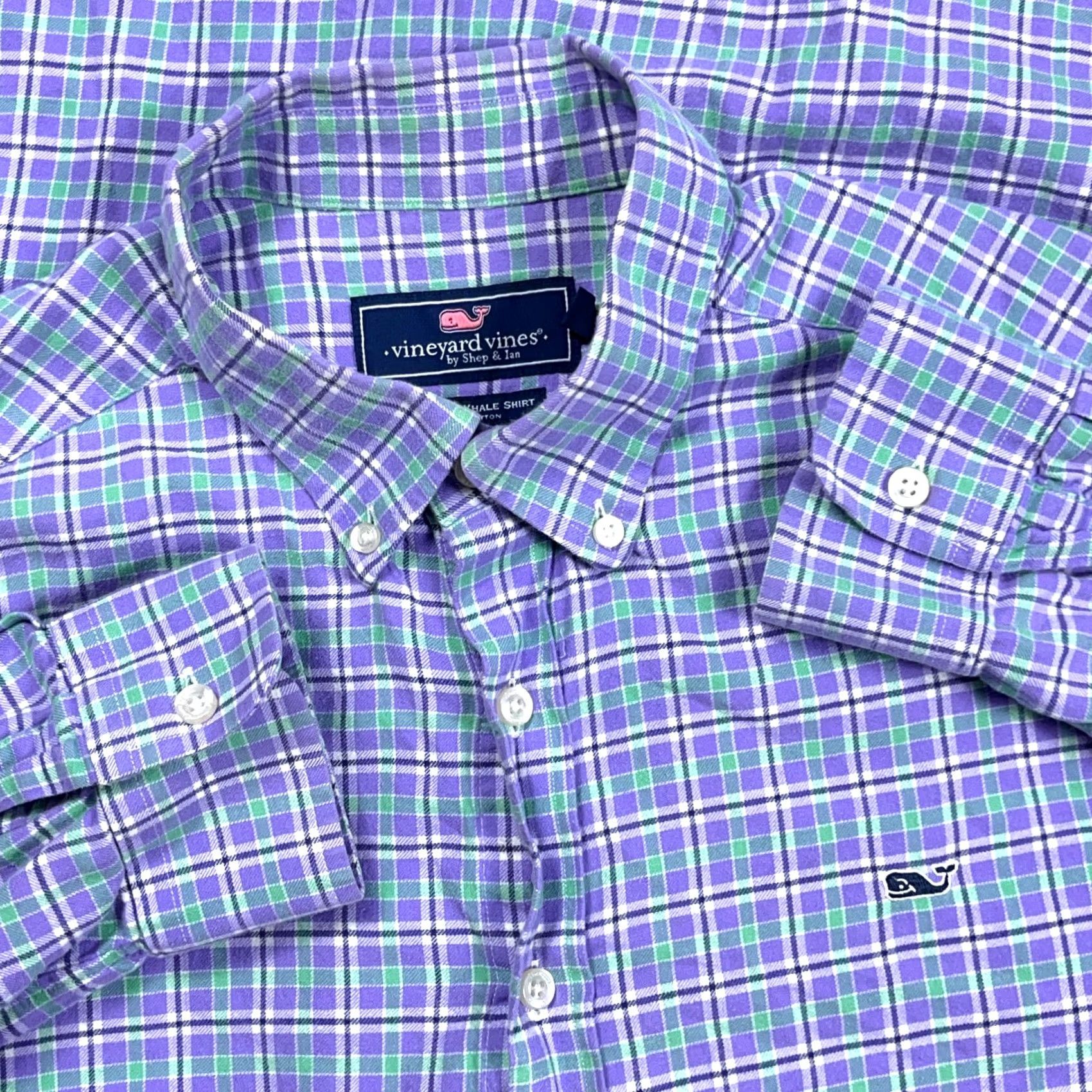 Vineyard Vines Vineyard Vines Shirt Men Large Slim Purple Plaid Flannel Button Up Whale Shirt Size US L / EU 52-54 / 3 - 2 Thumbnail