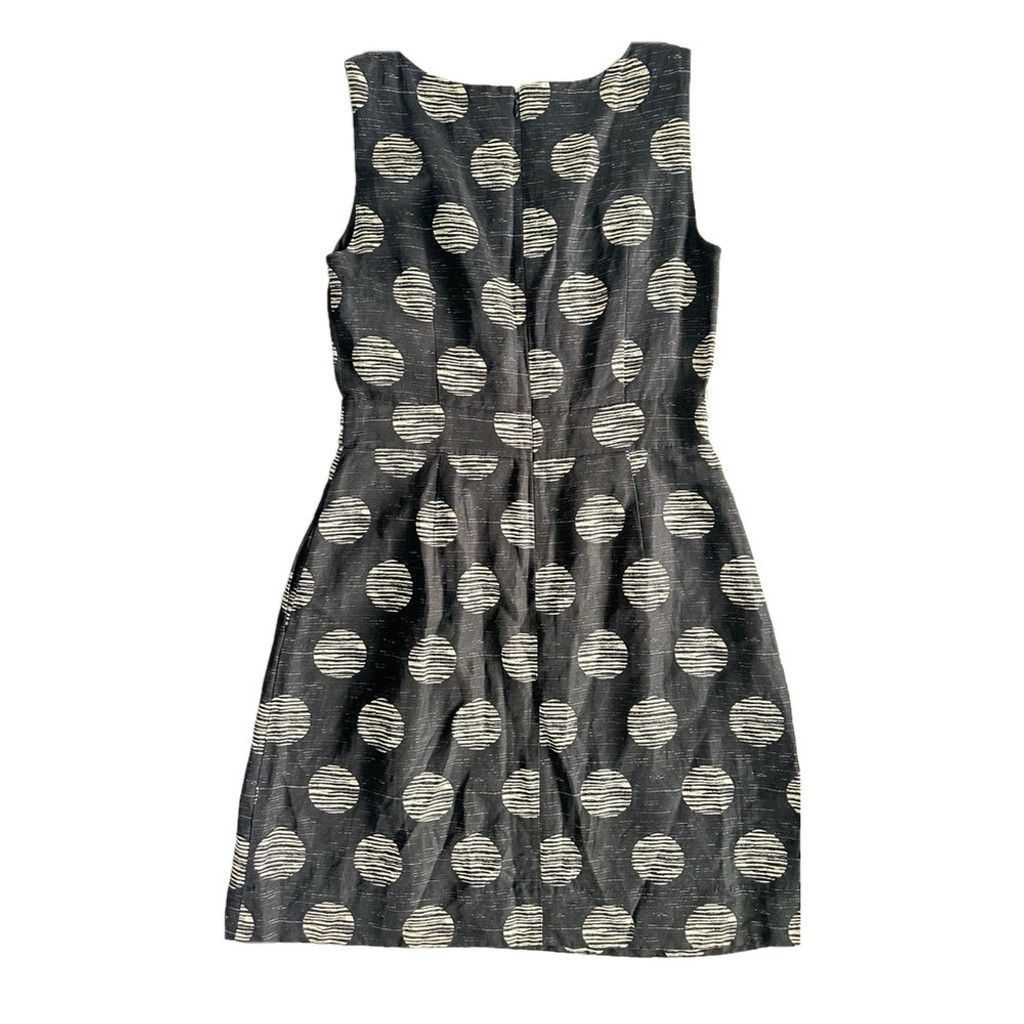 Banana Republic Banana Republic Tan Polka Dot Black Linen Fit Flare Dress 10 Size L / US 10 / IT 46 - 3 Thumbnail