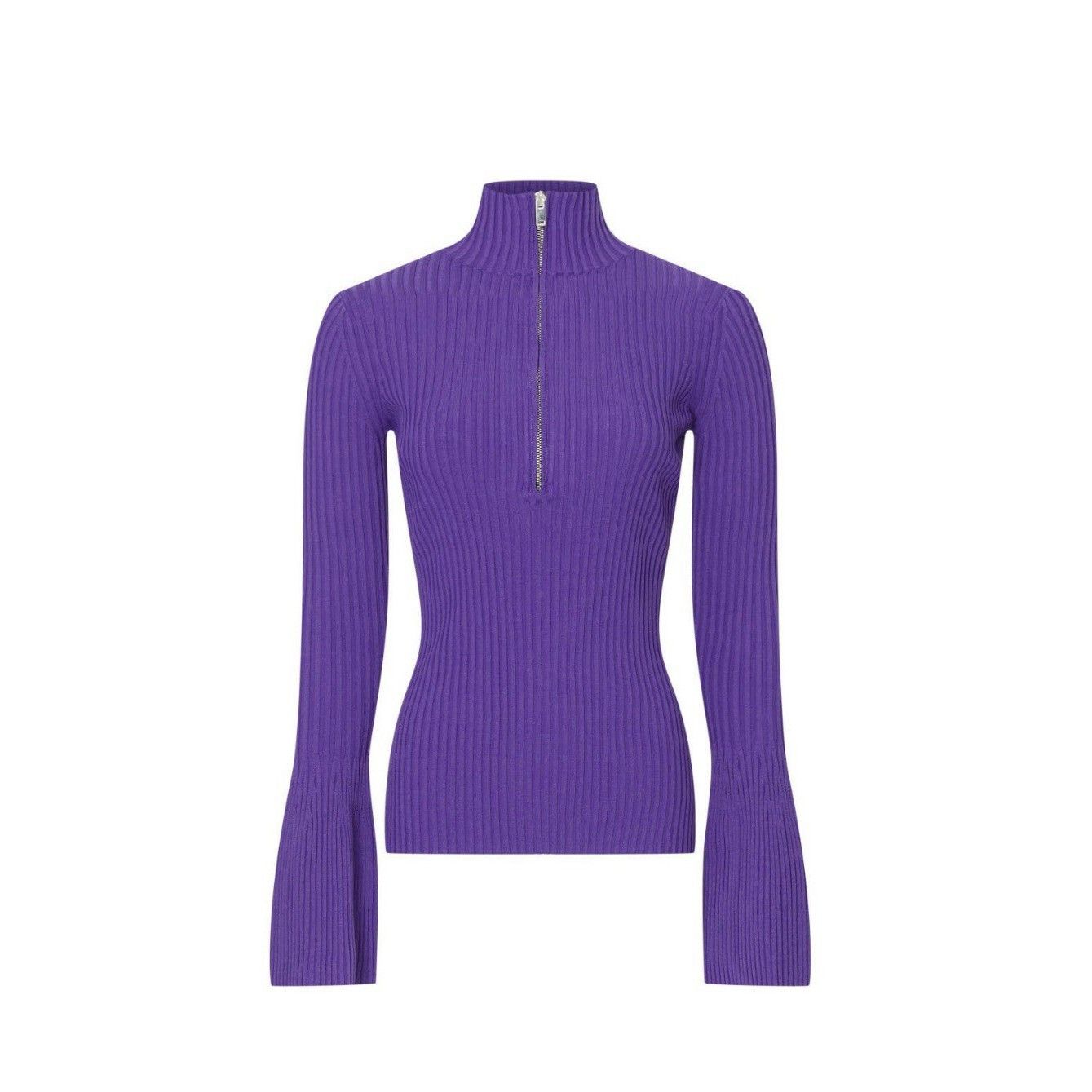 Proenza Schouler Proenza Schouler Purple Ribbed Zip Sweater Purple SMALL Body Size M / US 6-8 / IT 42-44 - 3 Thumbnail