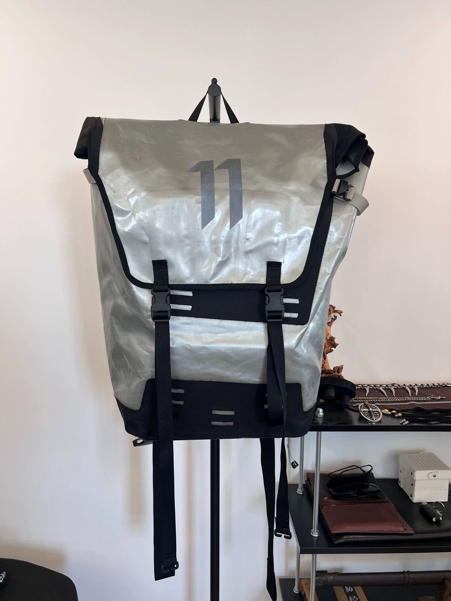Boris Bidjan Saberi BBS 11 Techwear Silver L Waterproof Backpack Size ONE SIZE - 1 Thumbnail