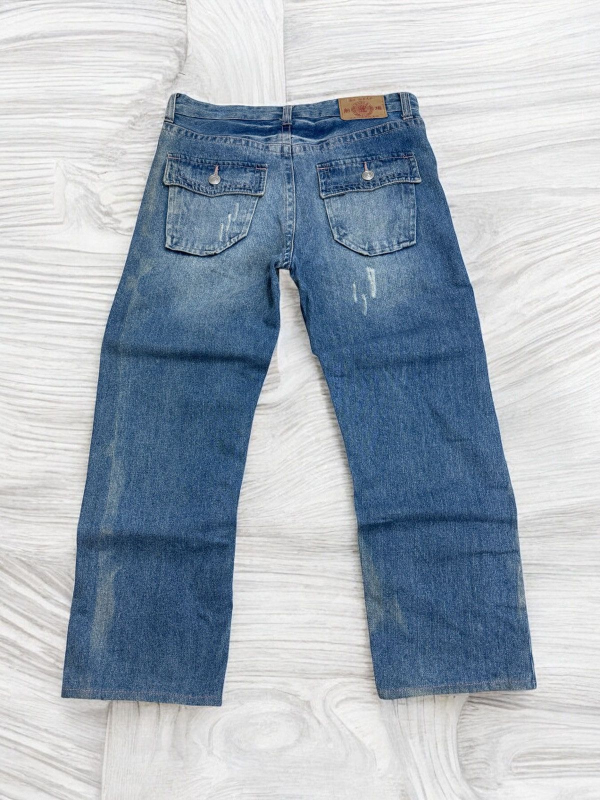 Japanese Brand VINTAGE KARAKURI TAMASHI TRADITION DRAGON ACID WASH DENIM Size US 32 / EU 48 - 2 Thumbnail