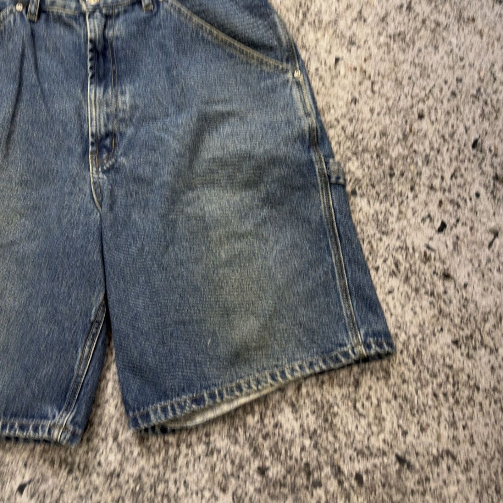 Vintage Faded Thrashed Distressed Denim Carpenter Shorts ERD Grunge Size US 36 / EU 52 - 9 Thumbnail