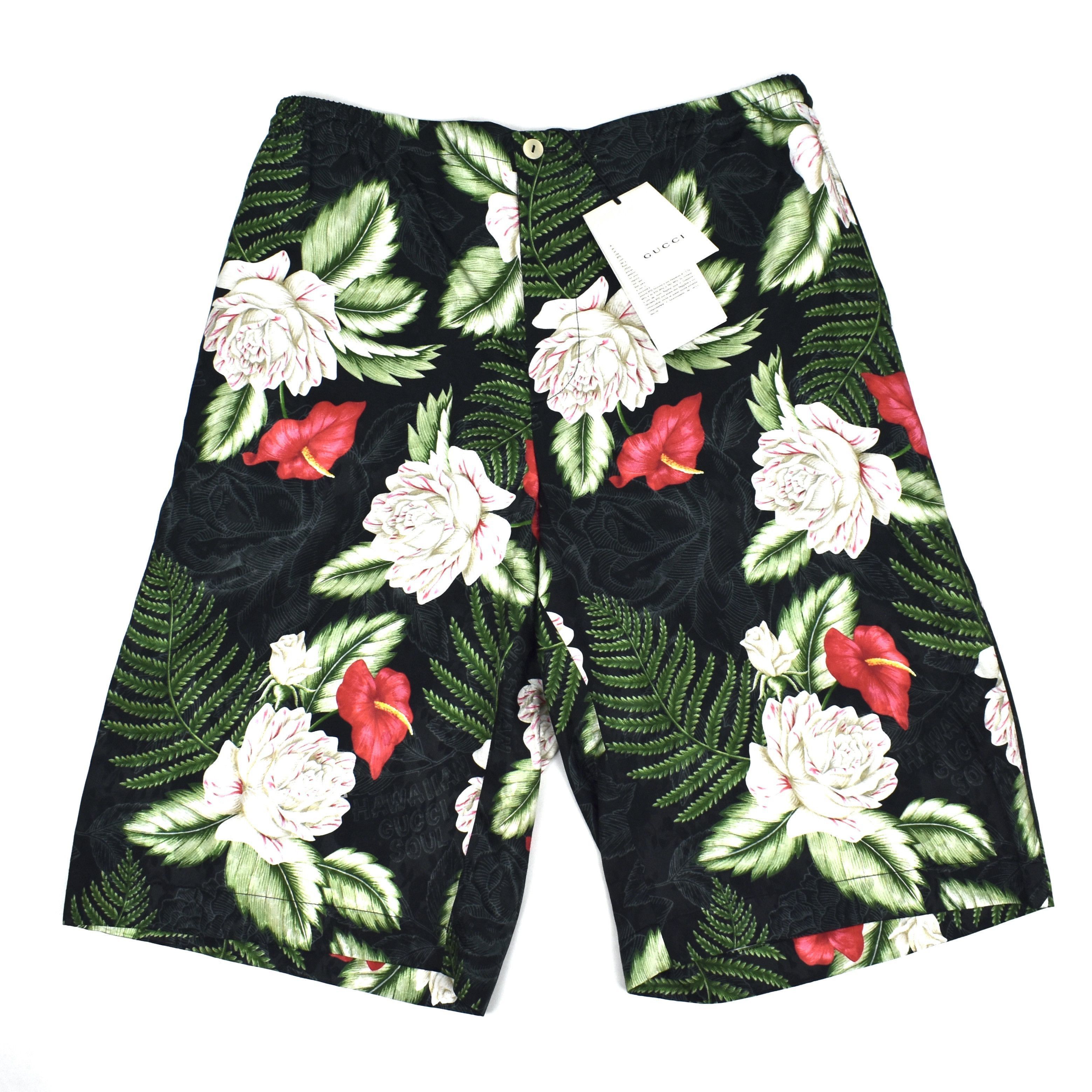 Gucci Gucci Hawaiian Dream Floral Print Silk Shorts Black NWT Size US 32 / EU 48 - 1 Preview